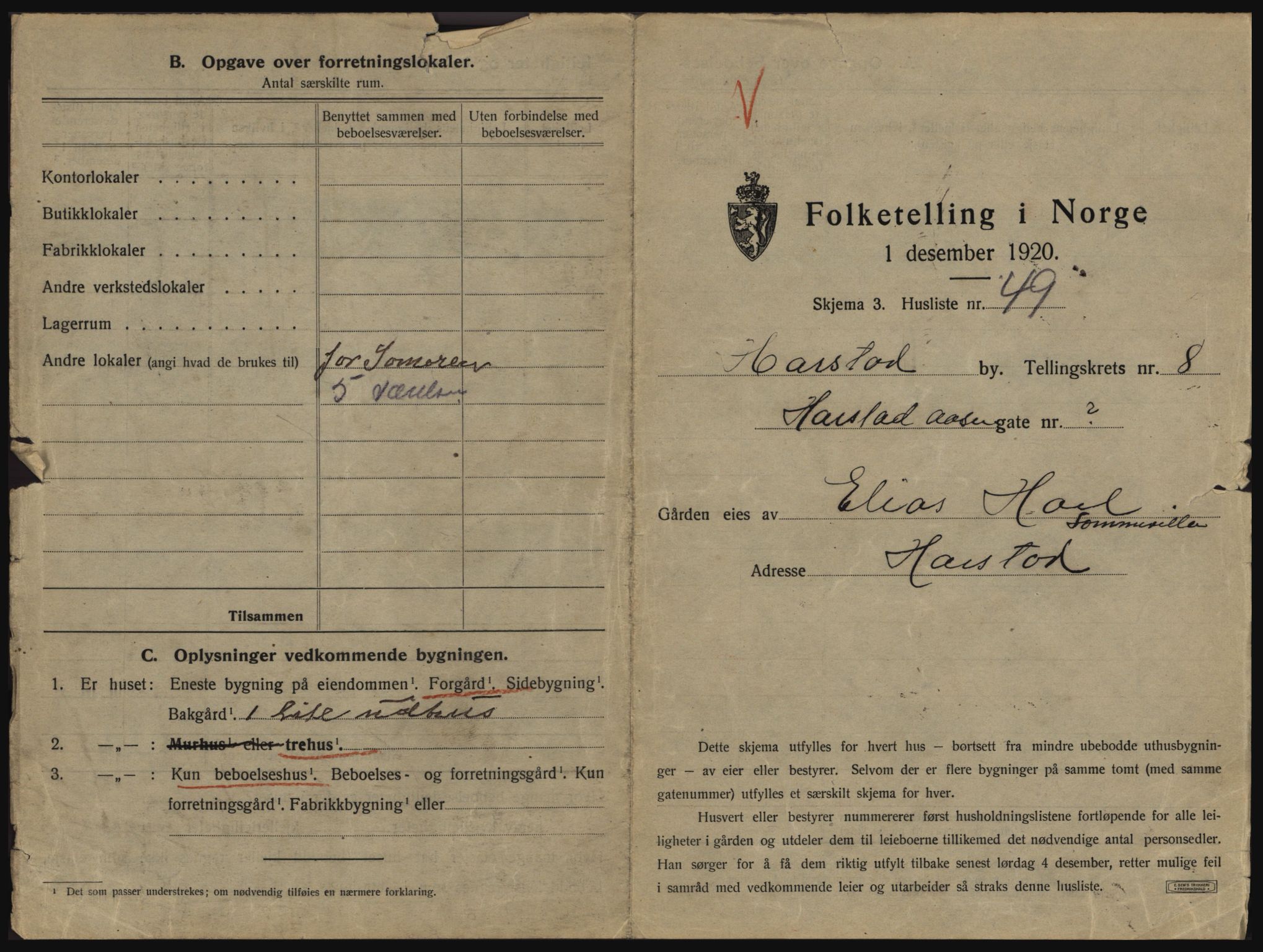 SATØ, 1920 census for Harstad, 1920, p. 861