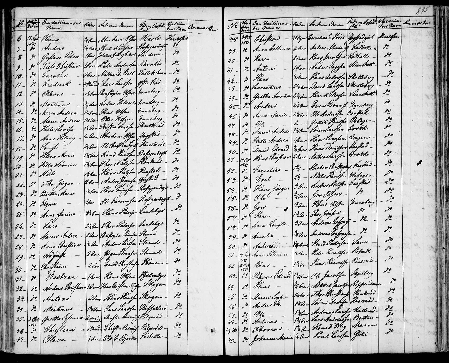 Sandar kirkebøker, AV/SAKO-A-243/F/Fa/L0005: Parish register (official) no. 5, 1832-1847, p. 894-895