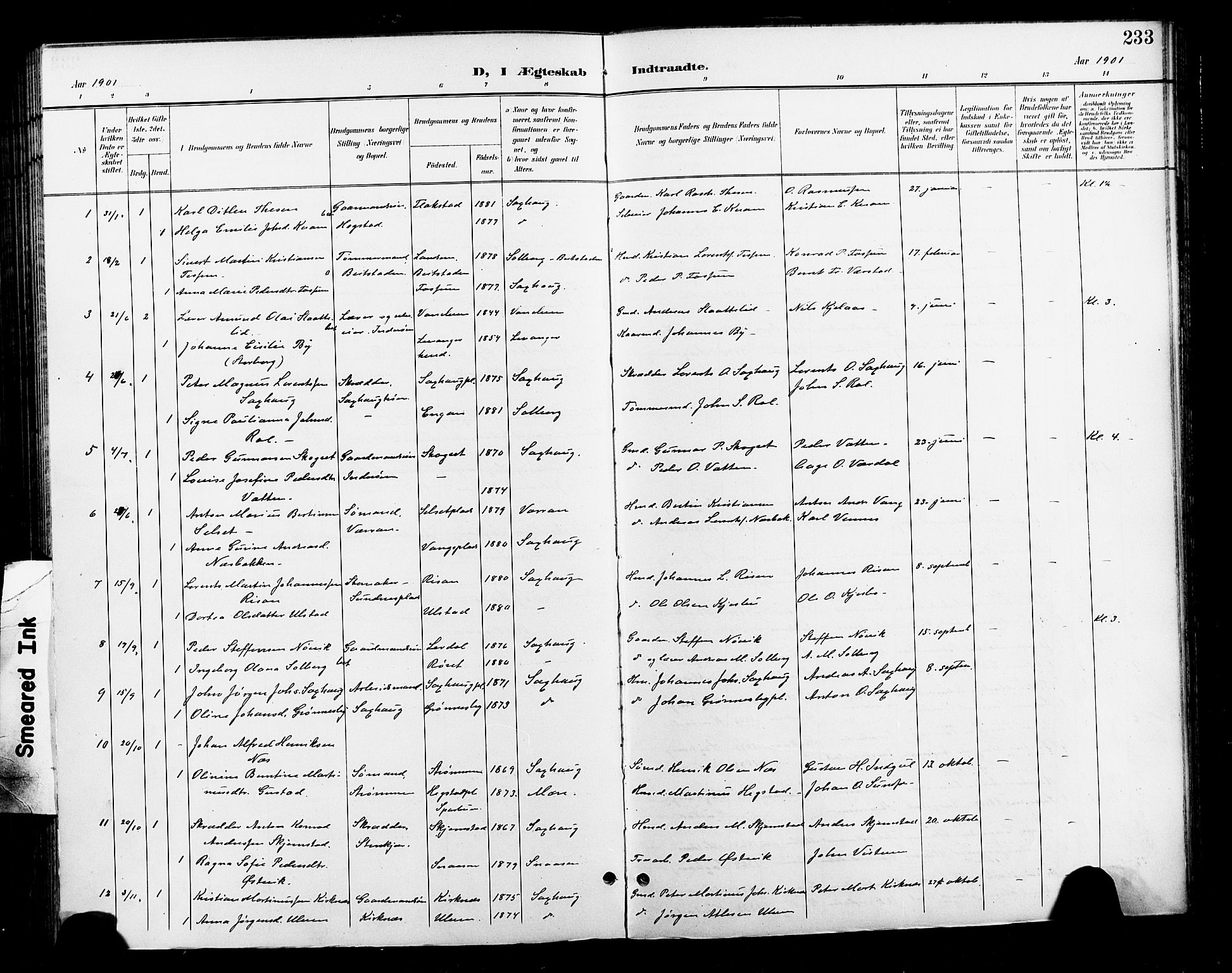 Ministerialprotokoller, klokkerbøker og fødselsregistre - Nord-Trøndelag, SAT/A-1458/730/L0302: Parish register (copy) no. 730C05, 1898-1924, p. 233