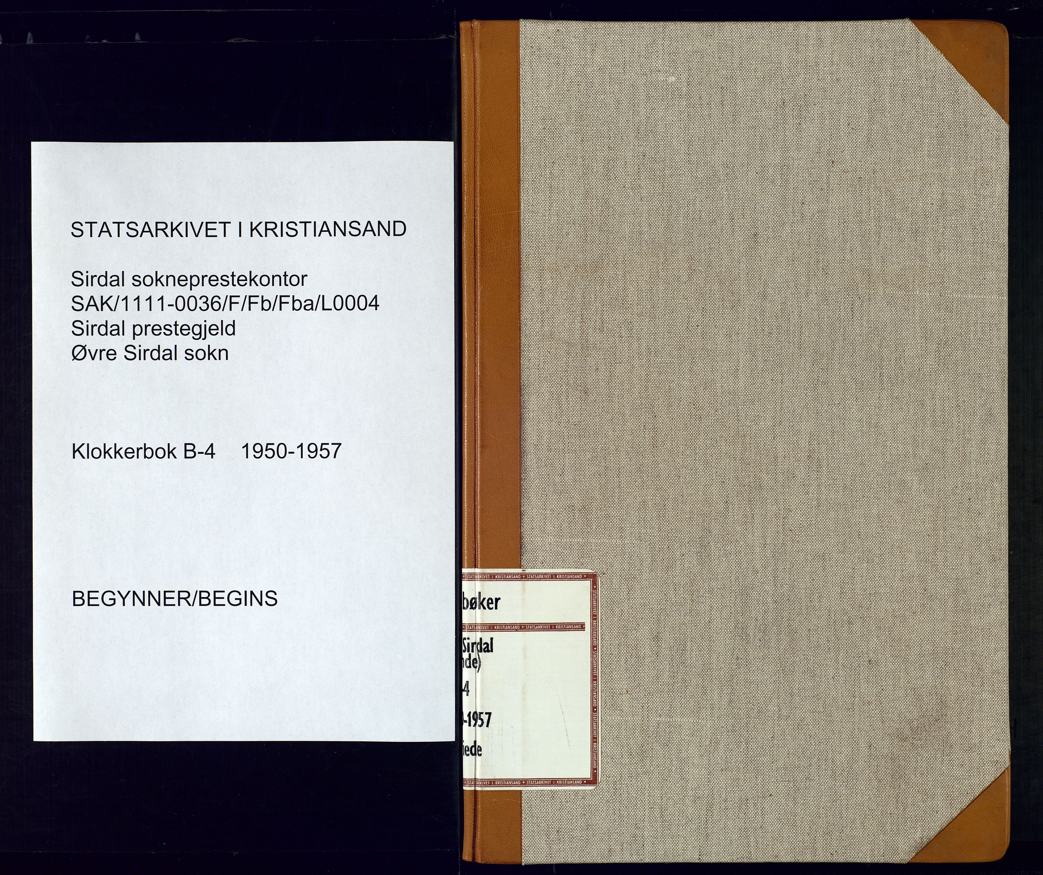 Sirdal sokneprestkontor, SAK/1111-0036/F/Fb/Fba/L0004: Parish register (copy) no. B-4, 1950-1957