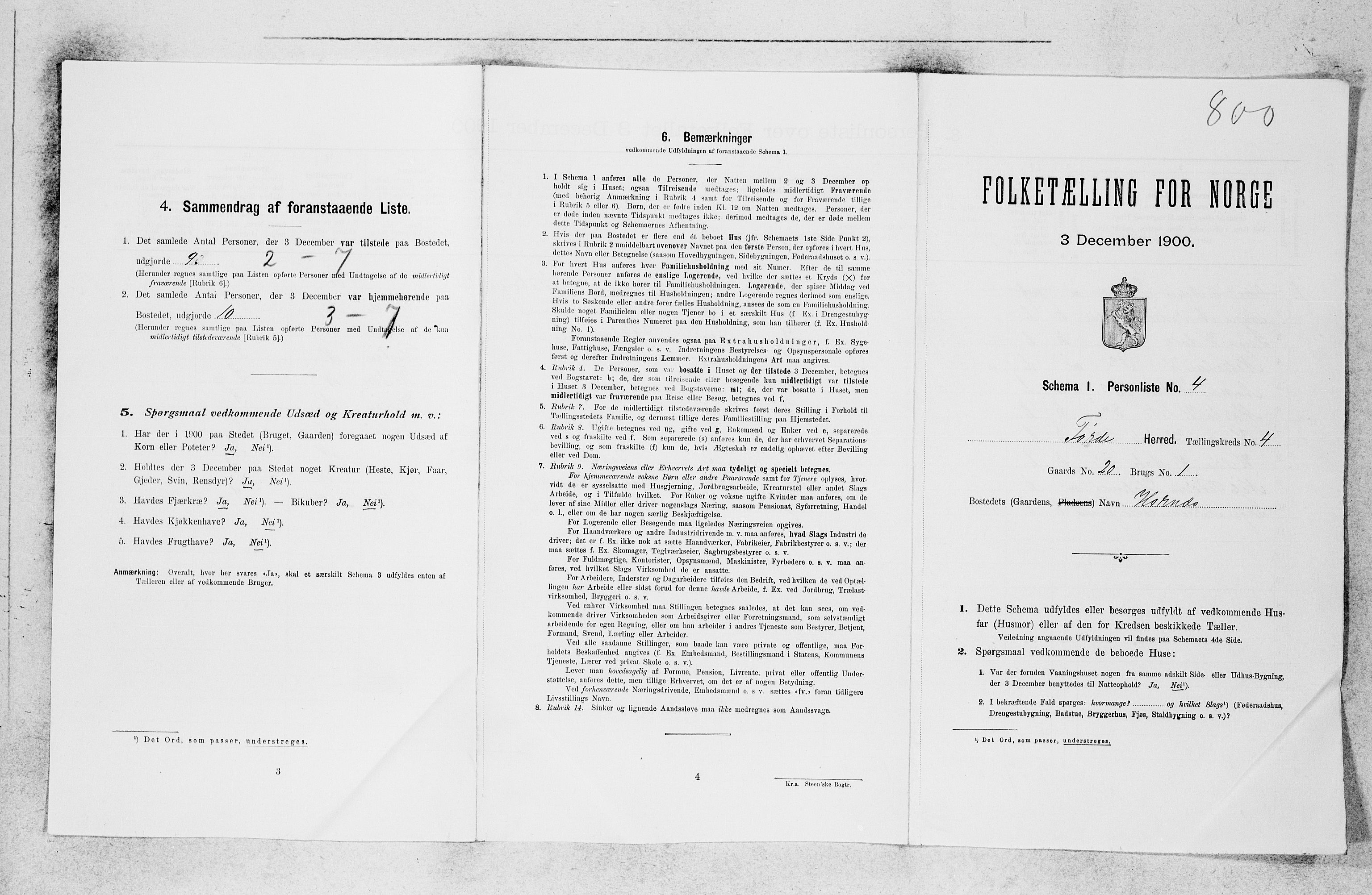 SAB, 1900 census for Førde, 1900, p. 296
