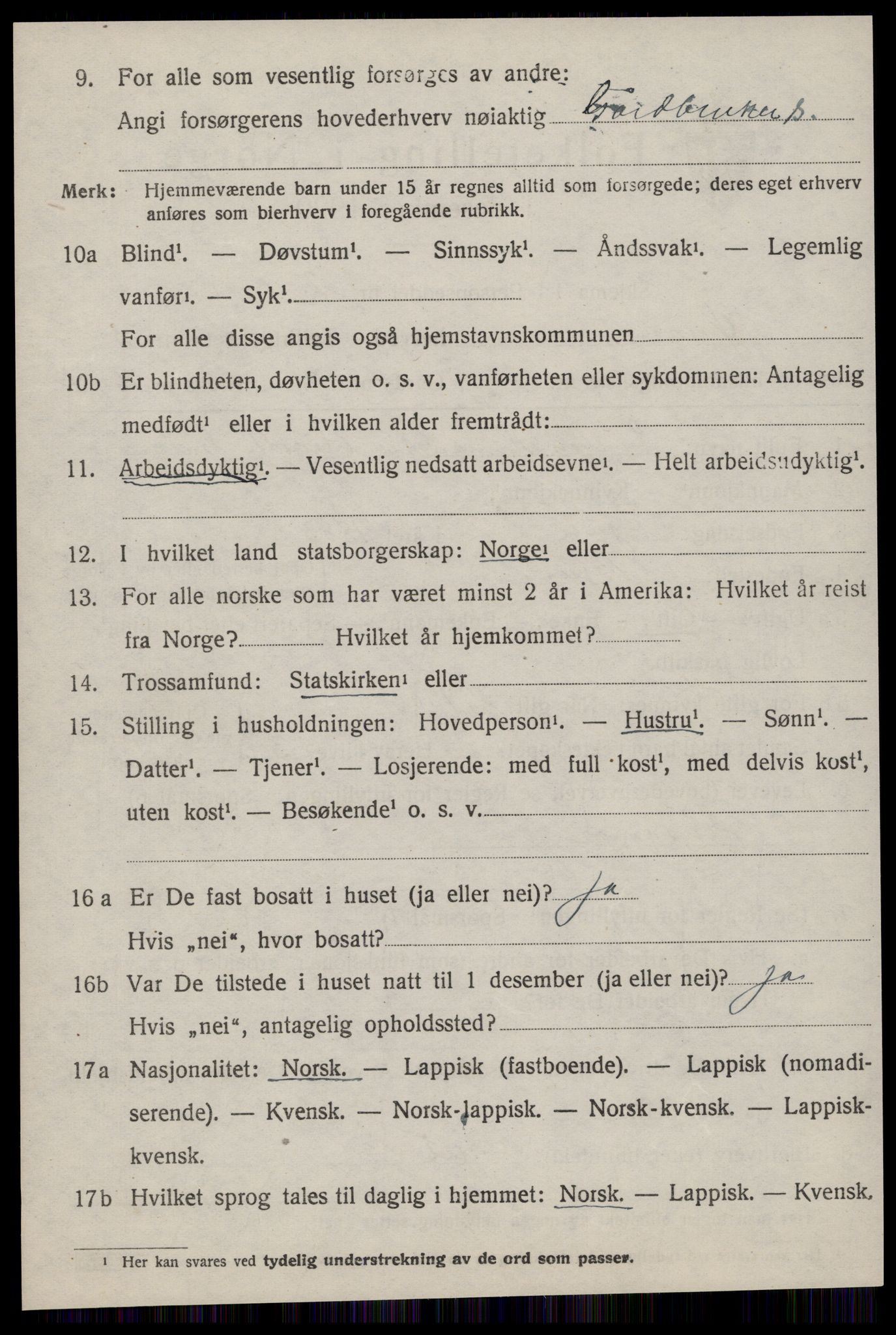 SAT, 1920 census for Ørland, 1920, p. 4486