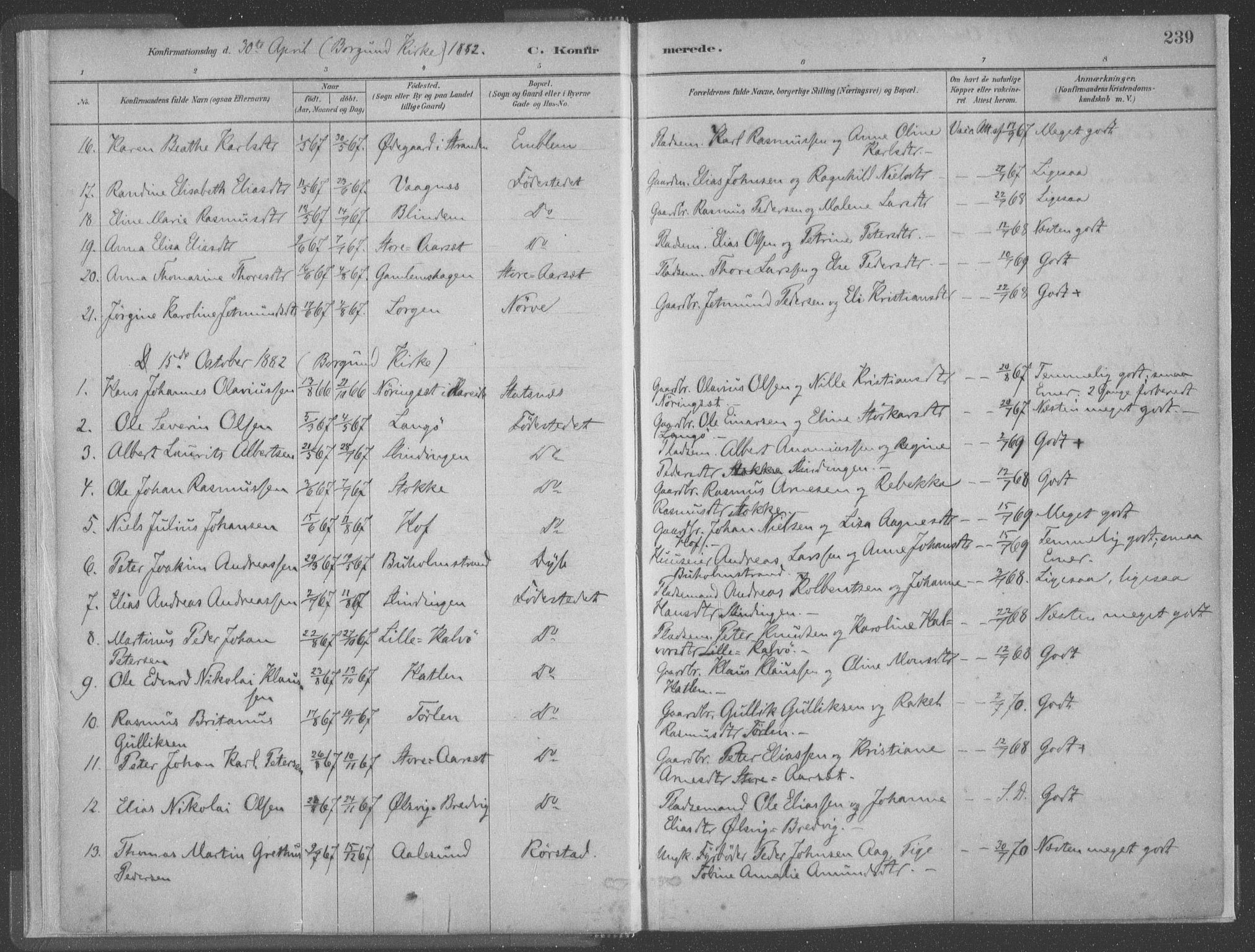 Ministerialprotokoller, klokkerbøker og fødselsregistre - Møre og Romsdal, AV/SAT-A-1454/528/L0402: Parish register (official) no. 528A12II, 1880-1903, p. 239