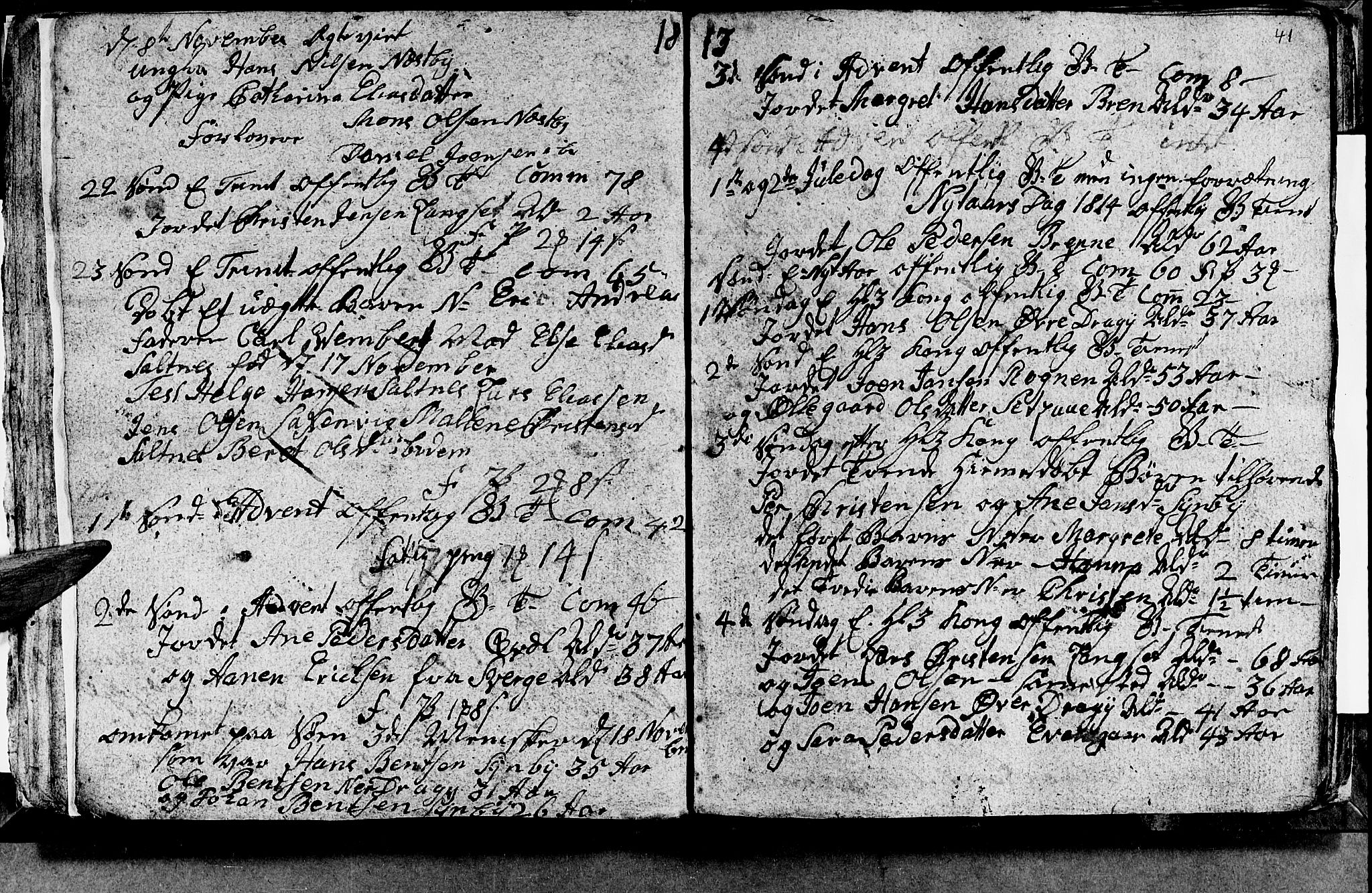Ministerialprotokoller, klokkerbøker og fødselsregistre - Nordland, SAT/A-1459/847/L0675: Parish register (copy) no. 847C03, 1808-1820, p. 41
