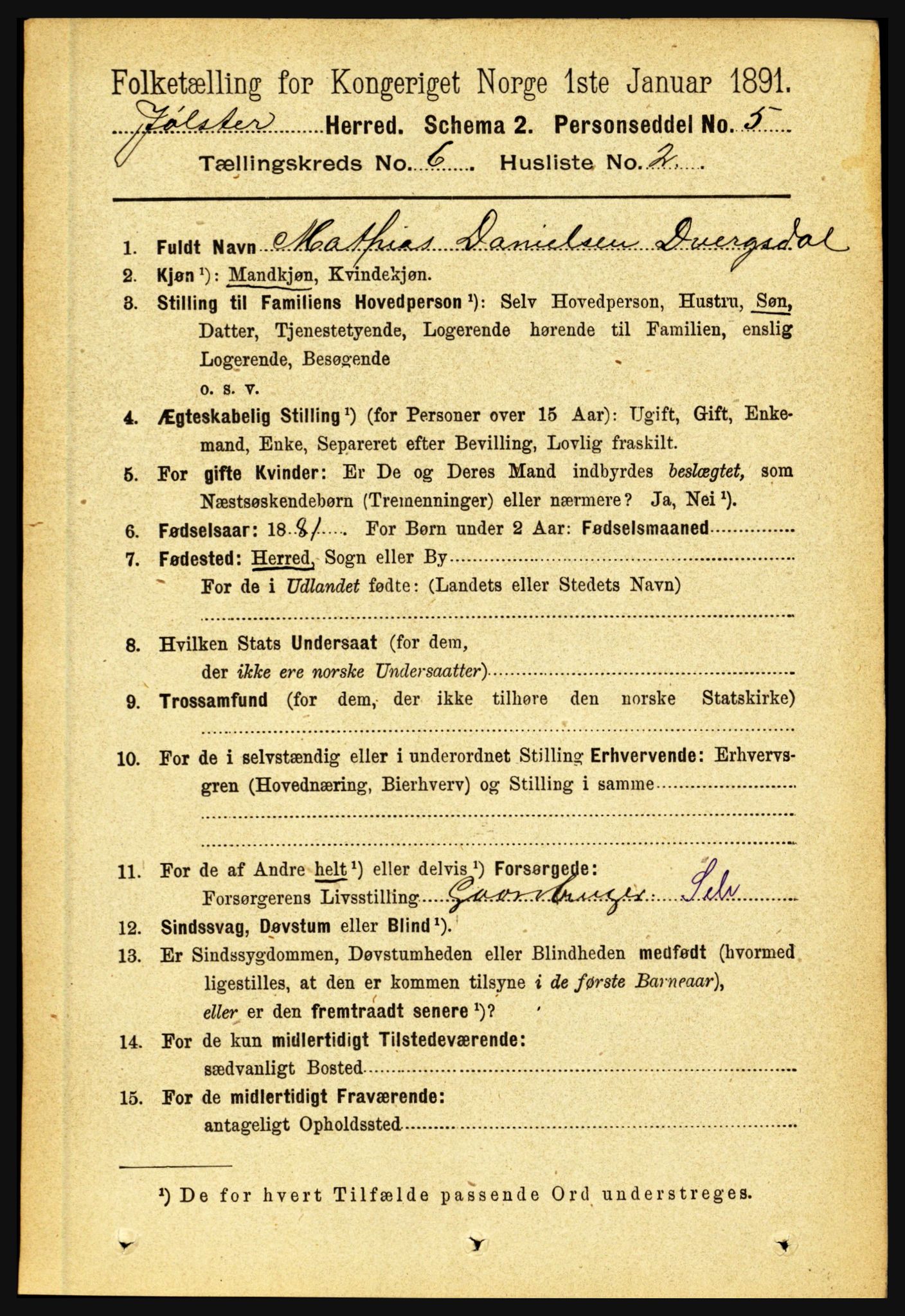 RA, 1891 census for 1431 Jølster, 1891, p. 2183