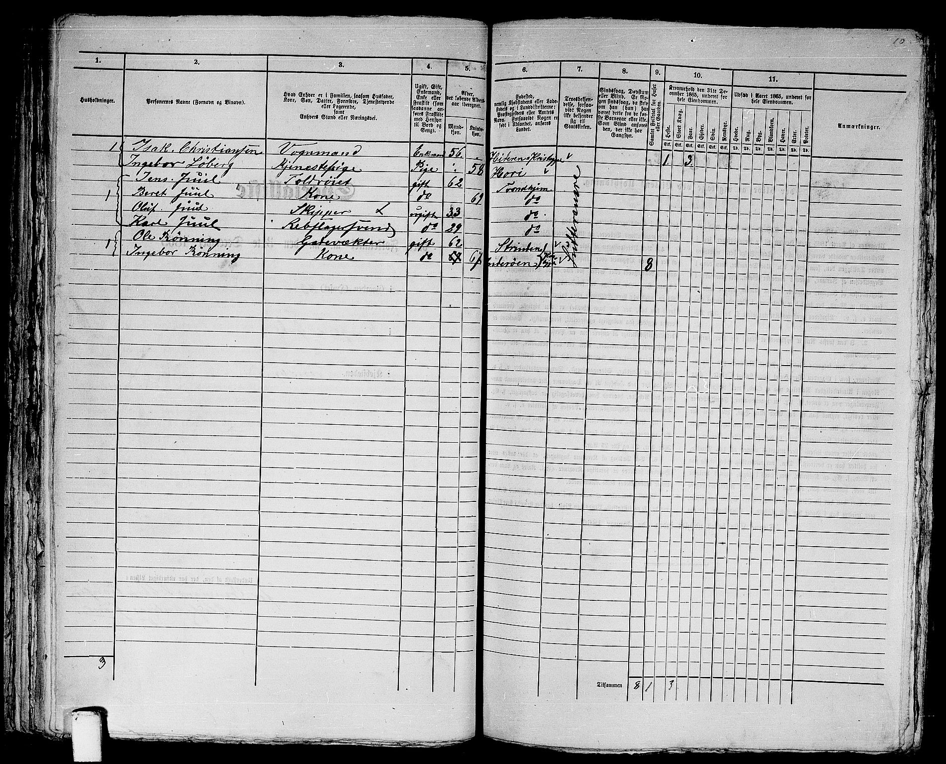 RA, 1865 census for Trondheim, 1865, p. 1643