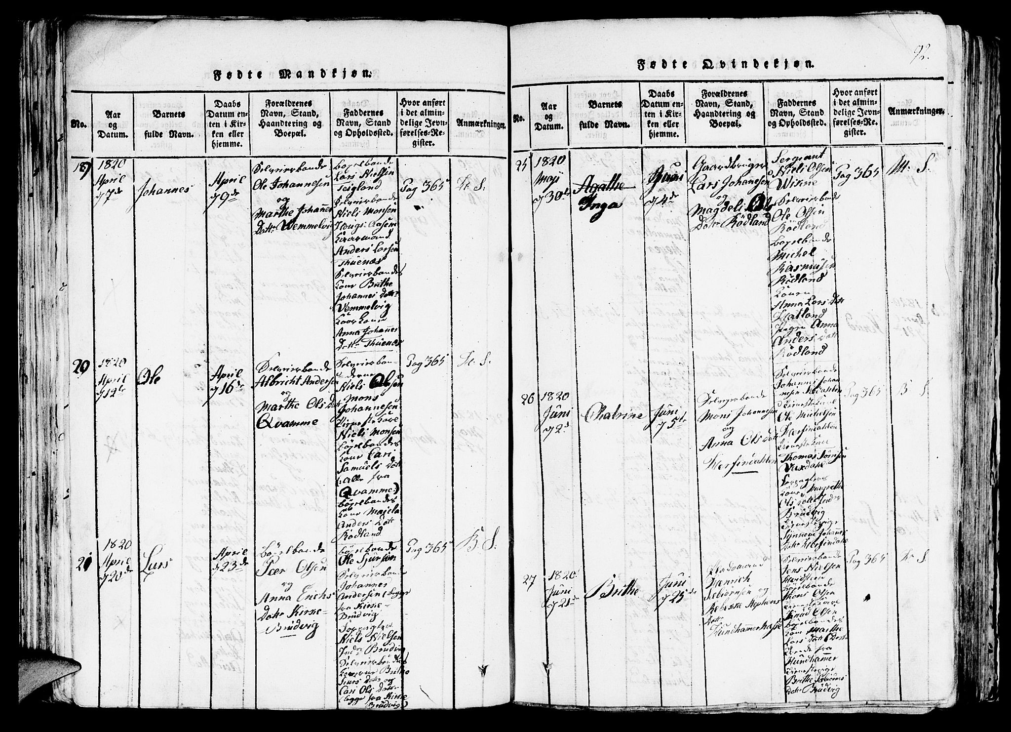 Haus sokneprestembete, SAB/A-75601/H/Haa: Parish register (official) no. A 12, 1816-1821, p. 92