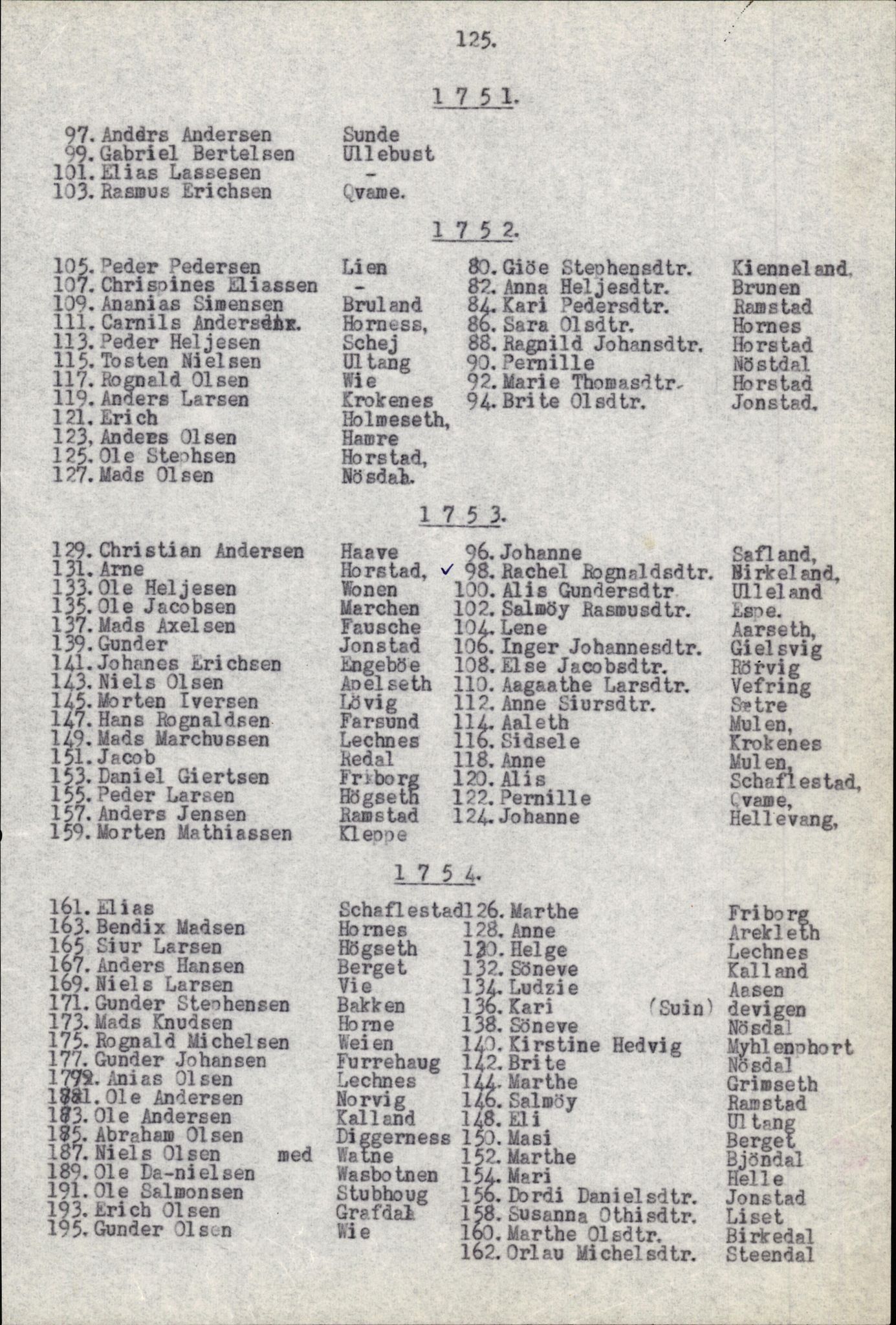 Samling av fulltekstavskrifter, SAB/FULLTEKST/B/14/0007: Førde sokneprestembete, ministerialbok nr. A 3, 1749-1764, p. 125
