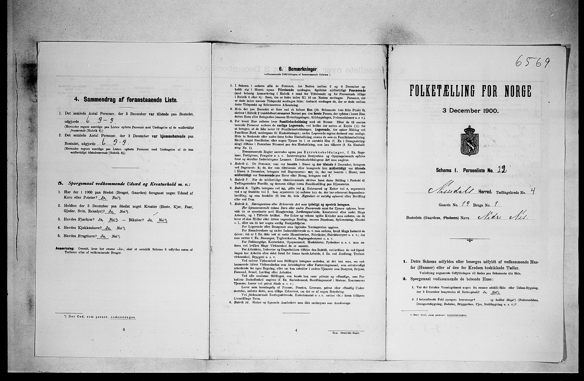 SAKO, 1900 census for Nissedal, 1900, p. 344