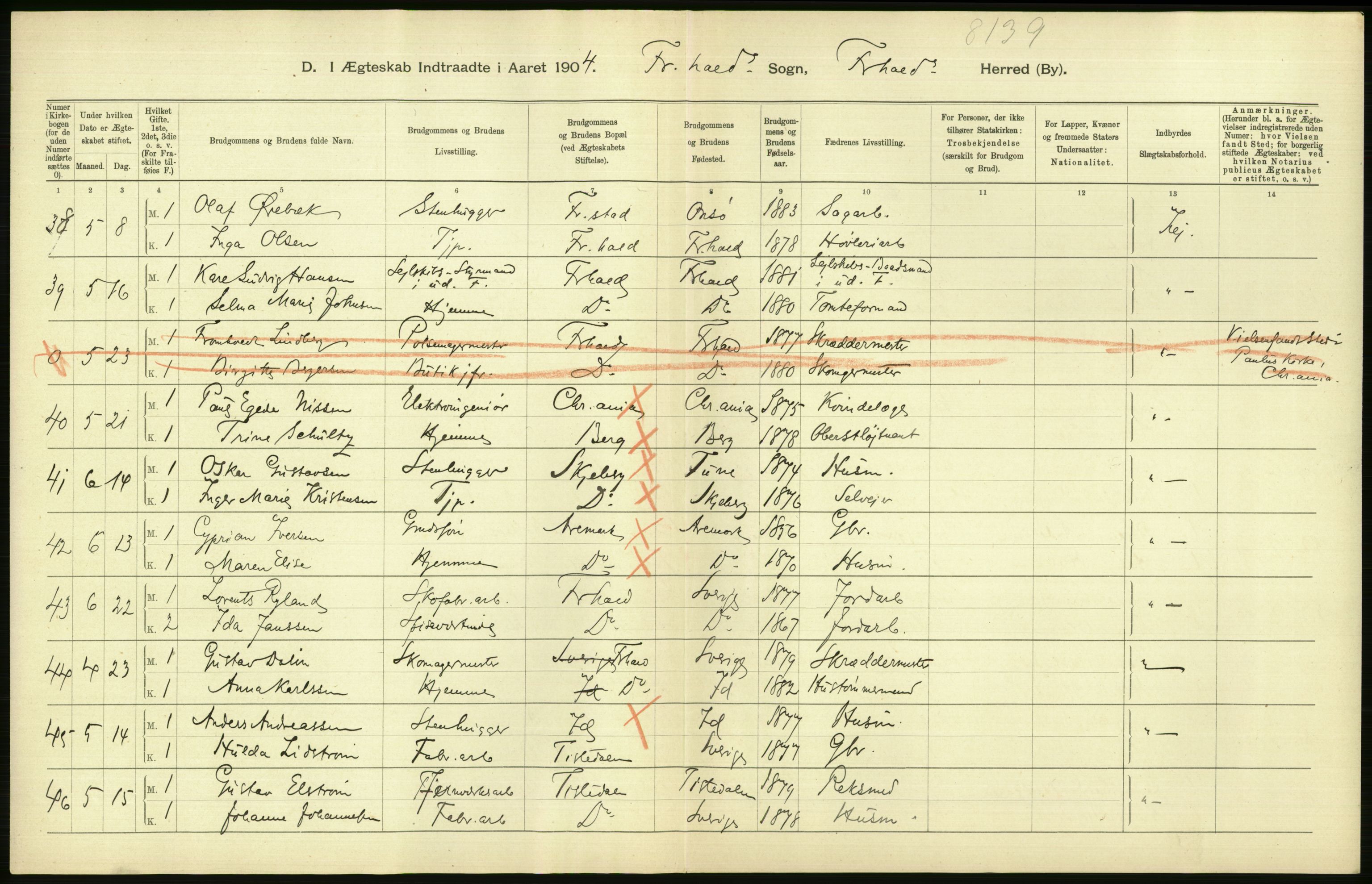 Statistisk sentralbyrå, Sosiodemografiske emner, Befolkning, AV/RA-S-2228/D/Df/Dfa/Dfab/L0001: Smålenenes amt: Fødte, gifte, døde, 1904, p. 569