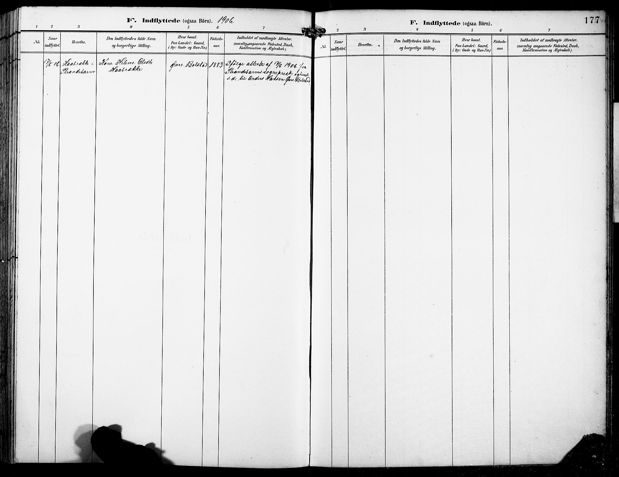Fusa sokneprestembete, SAB/A-75401/H/Hab: Parish register (copy) no. B 2, 1897-1930, p. 177