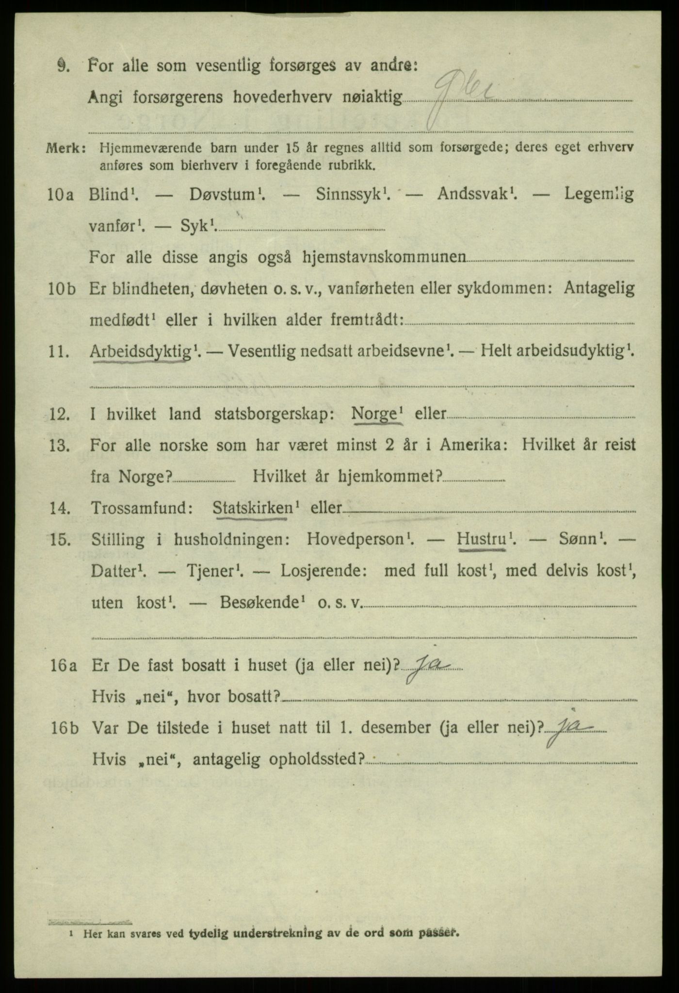 SAB, 1920 census for Strandvik, 1920, p. 3151