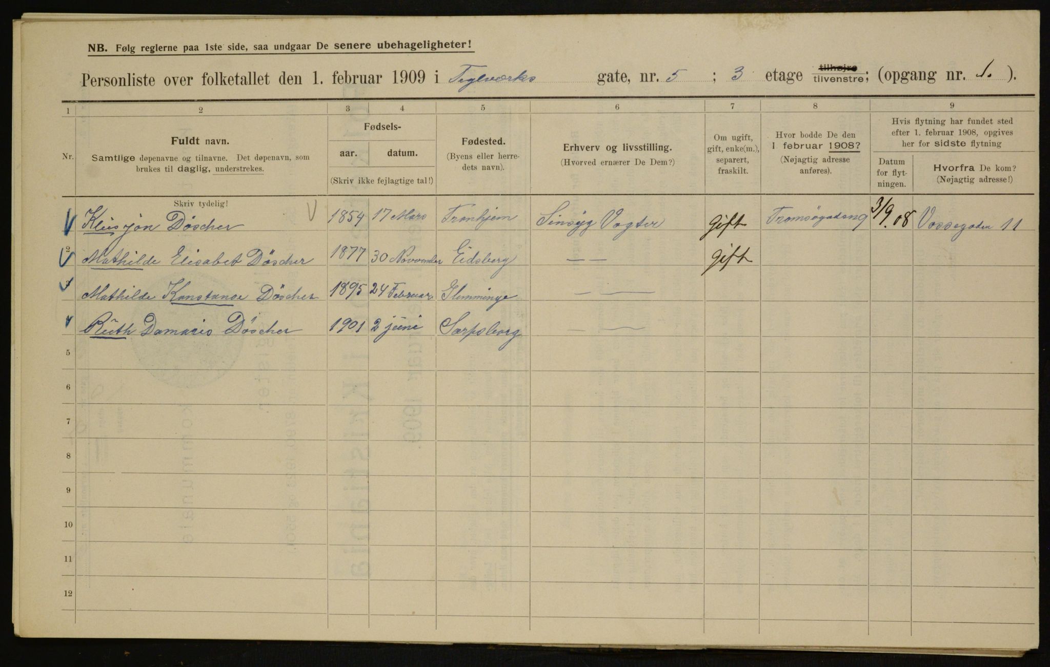 OBA, Municipal Census 1909 for Kristiania, 1909, p. 97290