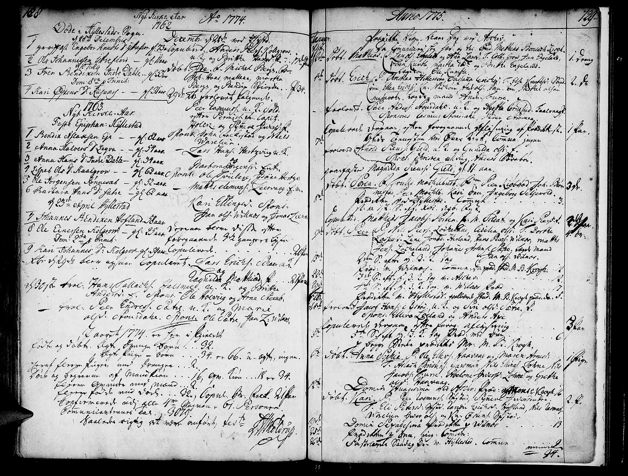 Askvoll sokneprestembete, SAB/A-79501/H/Haa/Haaa/L0008: Parish register (official) no. A 8, 1749-1775, p. 128-129