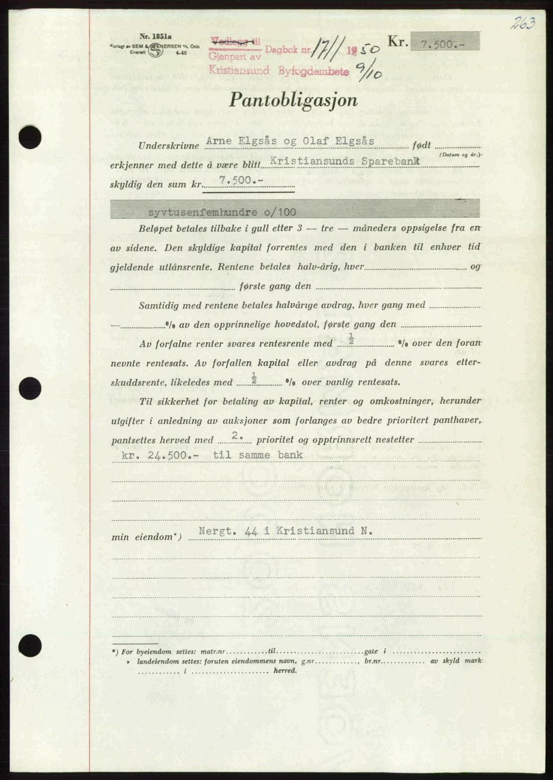 Kristiansund byfogd, AV/SAT-A-4587/A/27: Mortgage book no. 50, 1950-1950, Diary no: : 1711/1950