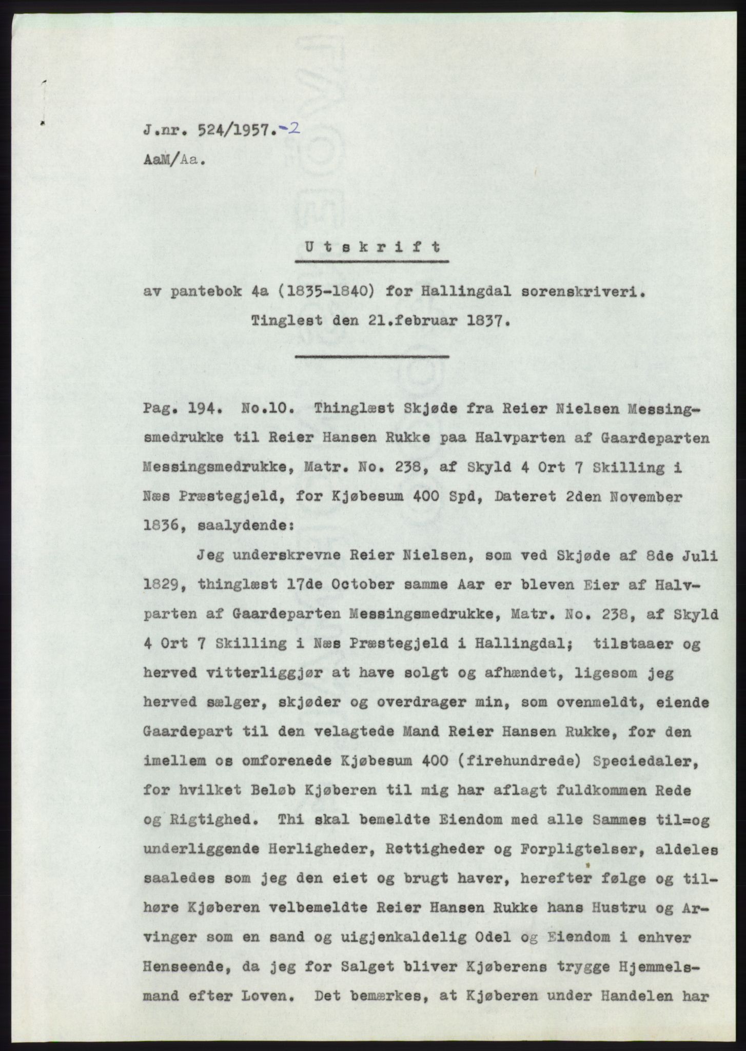 Statsarkivet i Kongsberg, SAKO/A-0001, 1957, p. 183