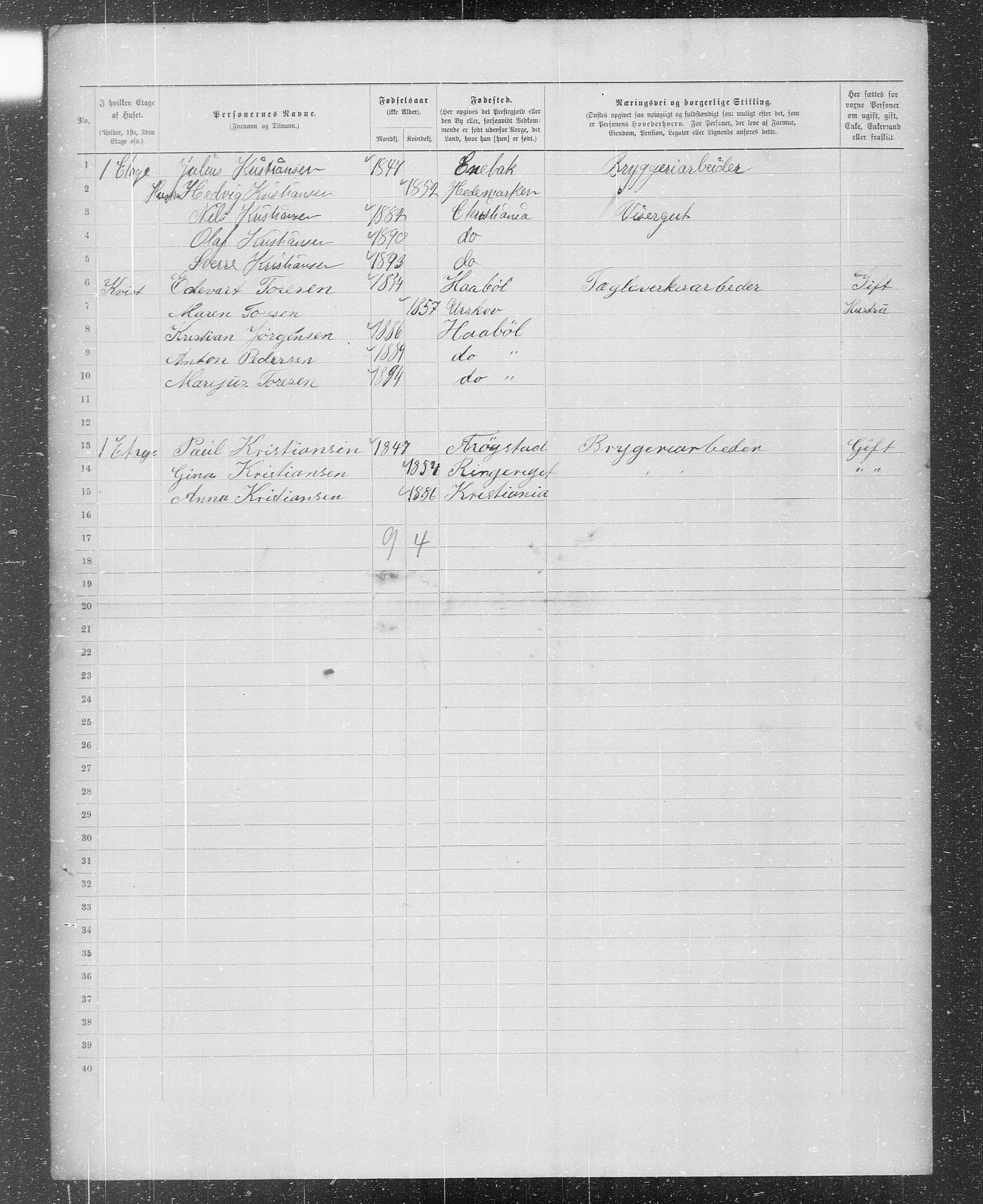 OBA, Municipal Census 1899 for Kristiania, 1899, p. 29