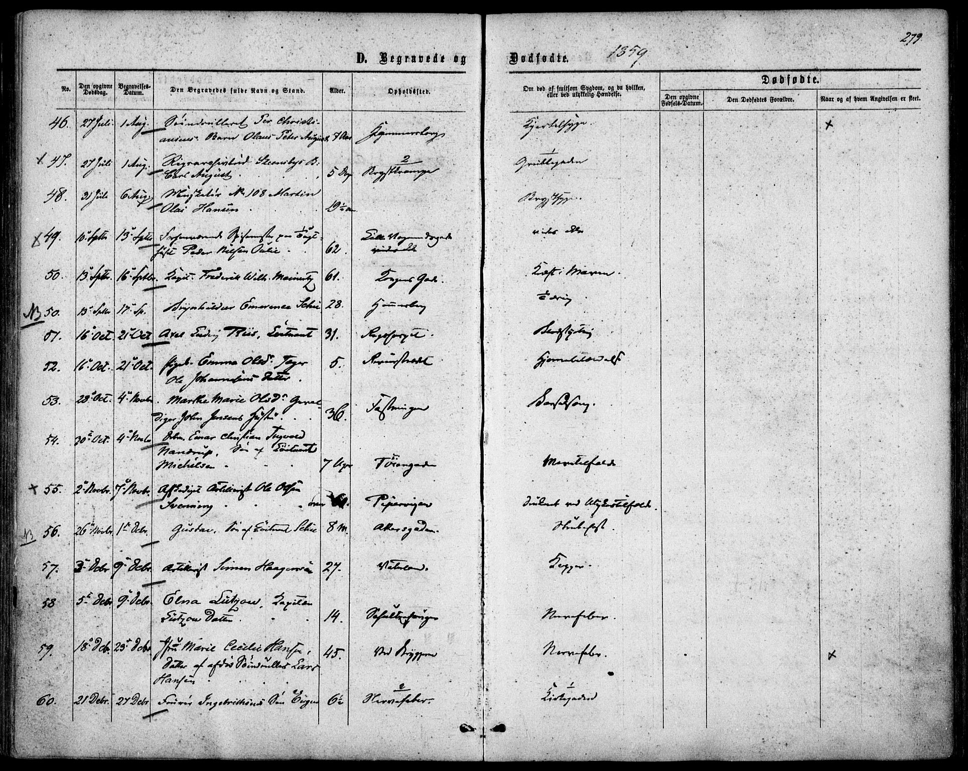 Garnisonsmenigheten Kirkebøker, AV/SAO-A-10846/F/Fa/L0010: Parish register (official) no. 10, 1859-1869, p. 279