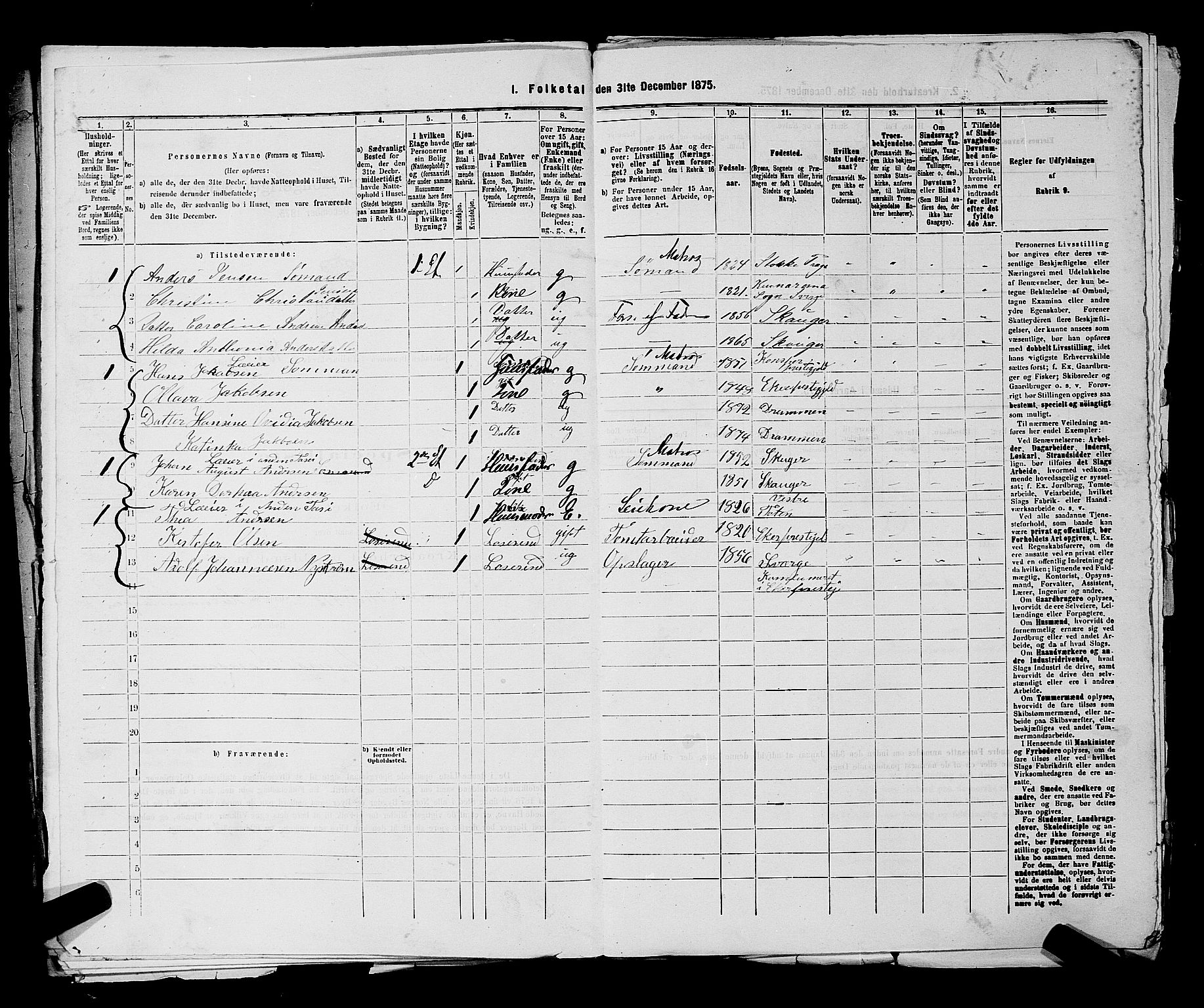 SAKO, 1875 census for 0602 Drammen, 1875, p. 3715