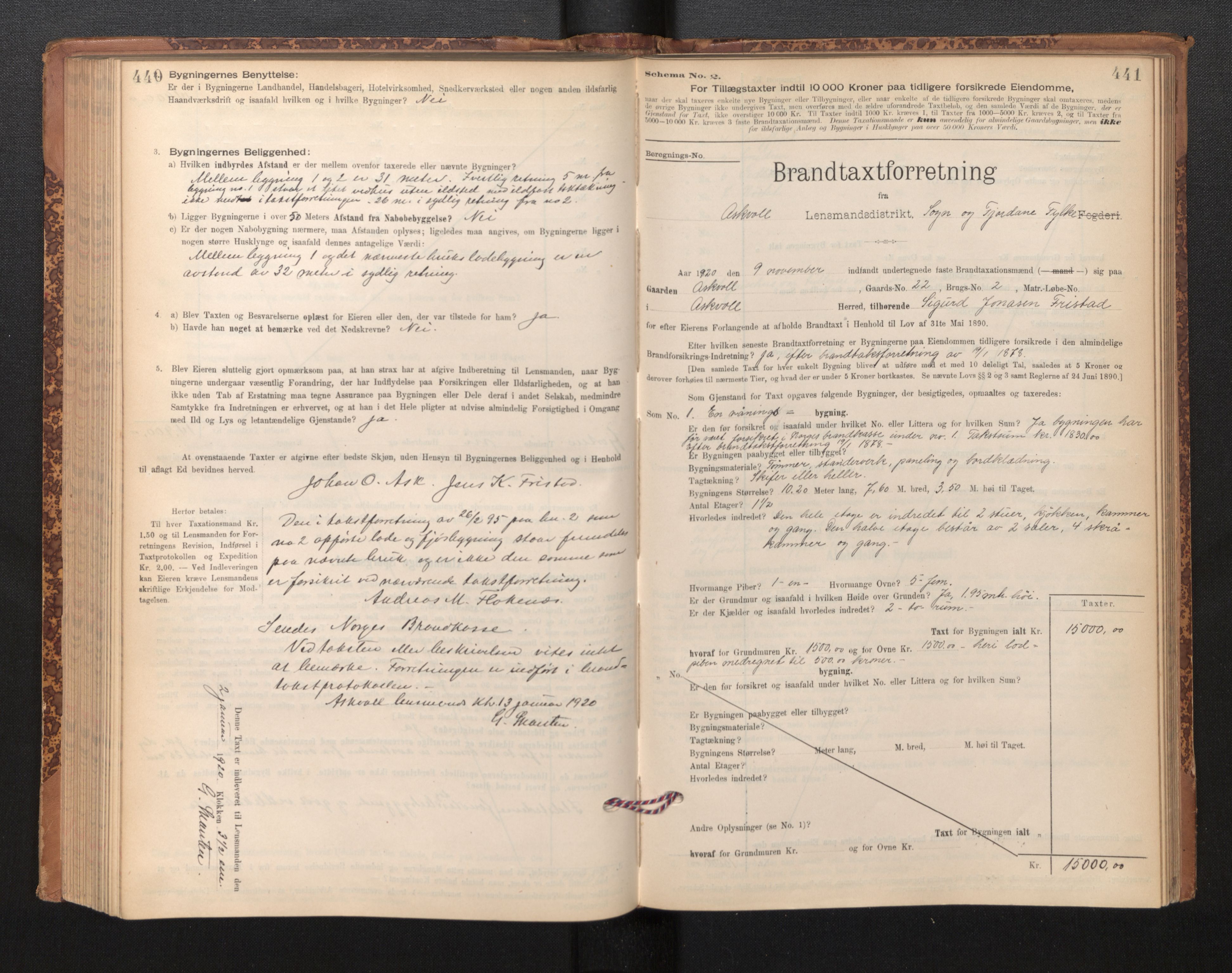 Lensmannen i Askvoll, AV/SAB-A-26301/0012/L0004: Branntakstprotokoll, skjematakst og liste over branntakstmenn, 1895-1932, p. 440-441