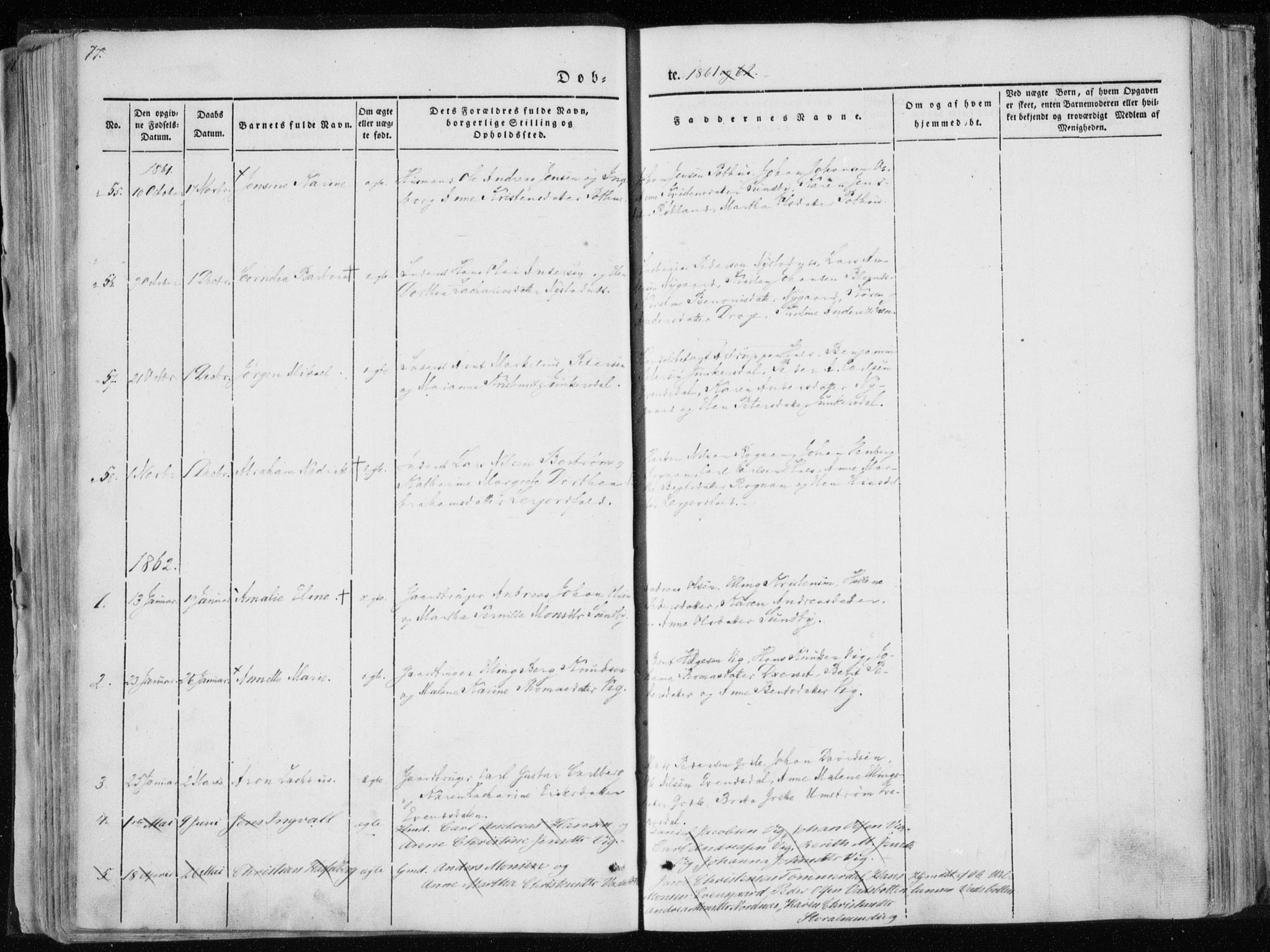 Ministerialprotokoller, klokkerbøker og fødselsregistre - Nordland, AV/SAT-A-1459/847/L0666: Parish register (official) no. 847A06, 1842-1871, p. 77