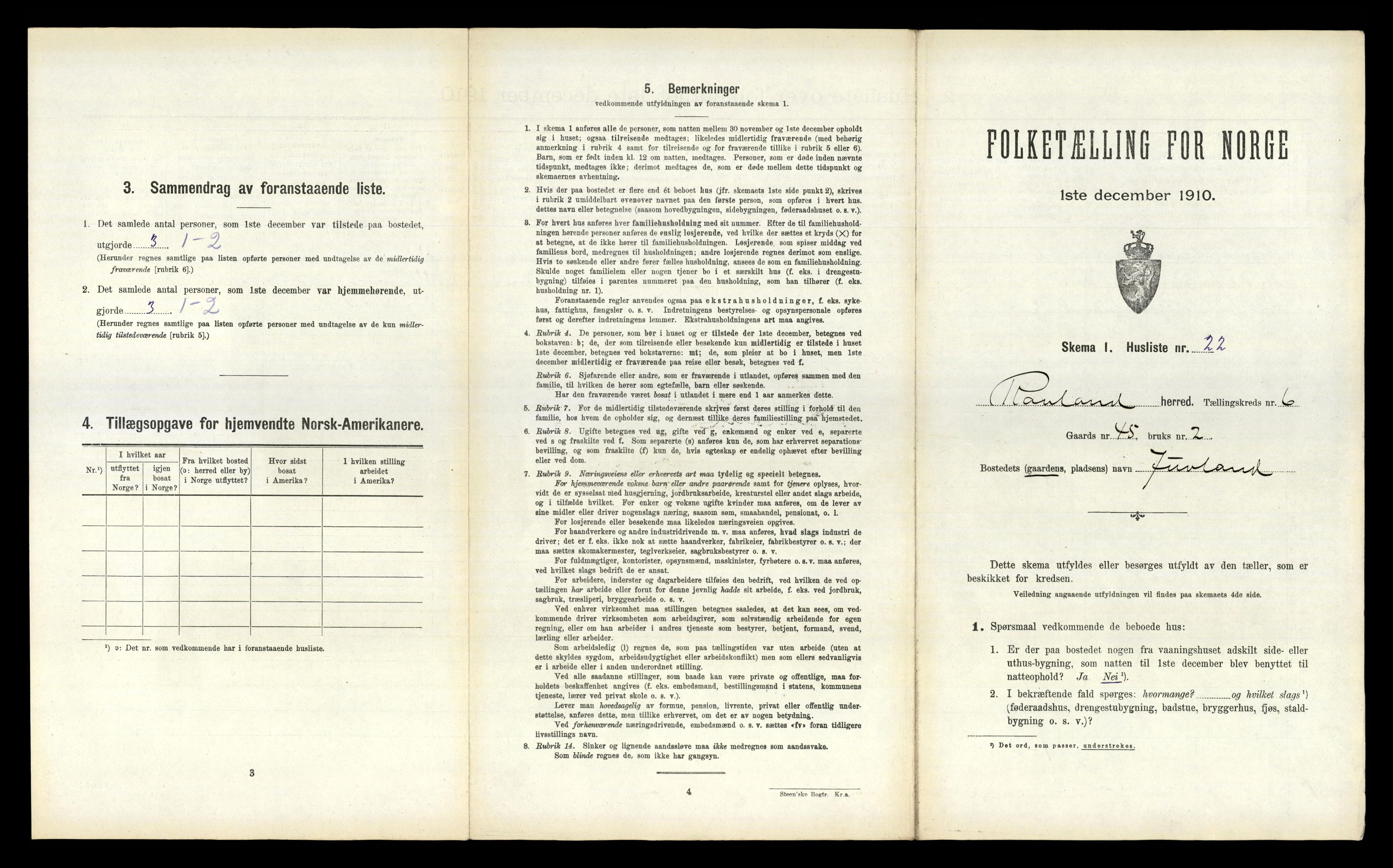 RA, 1910 census for Rauland, 1910, p. 241