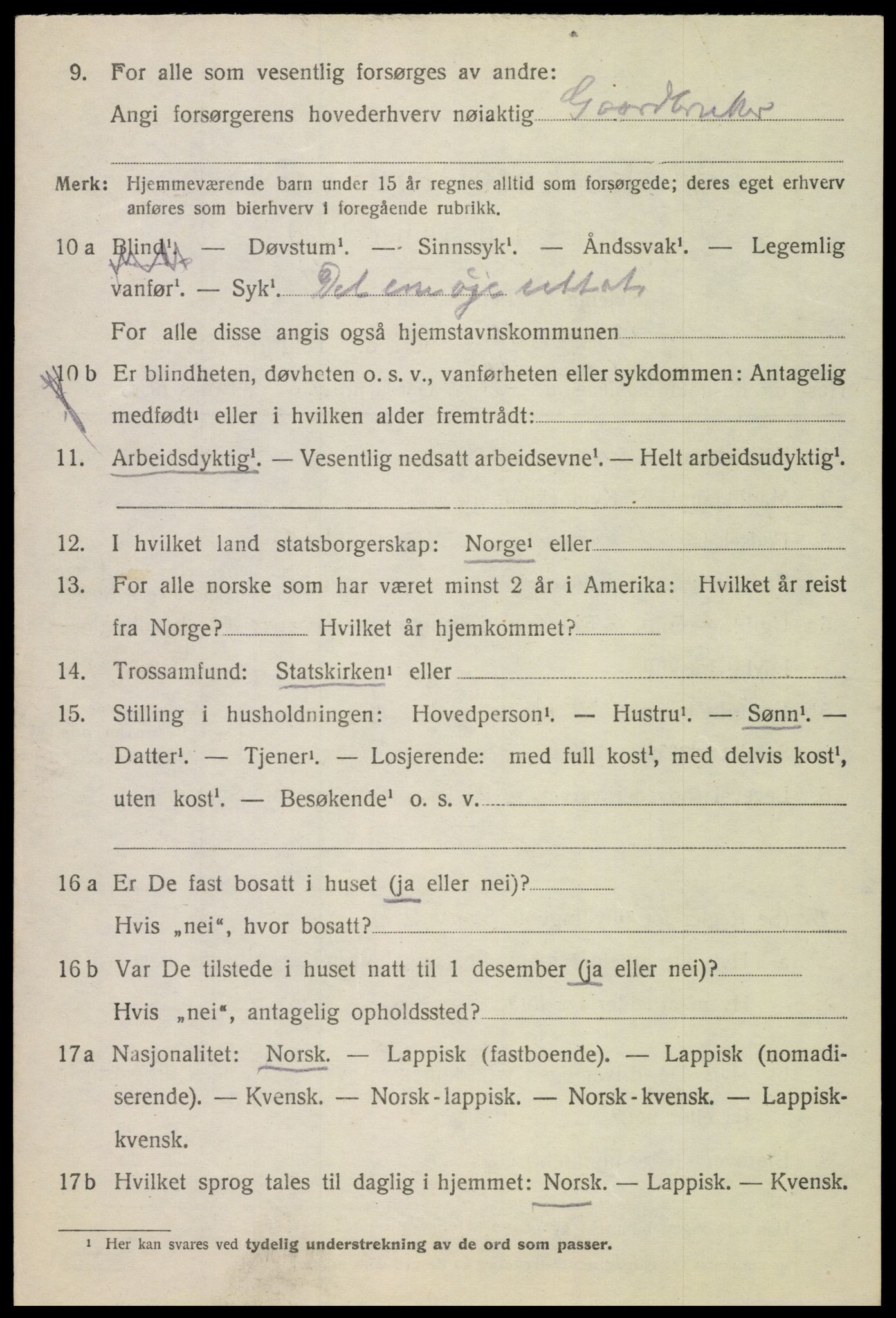 SAT, 1920 census for Skjerstad, 1920, p. 2130