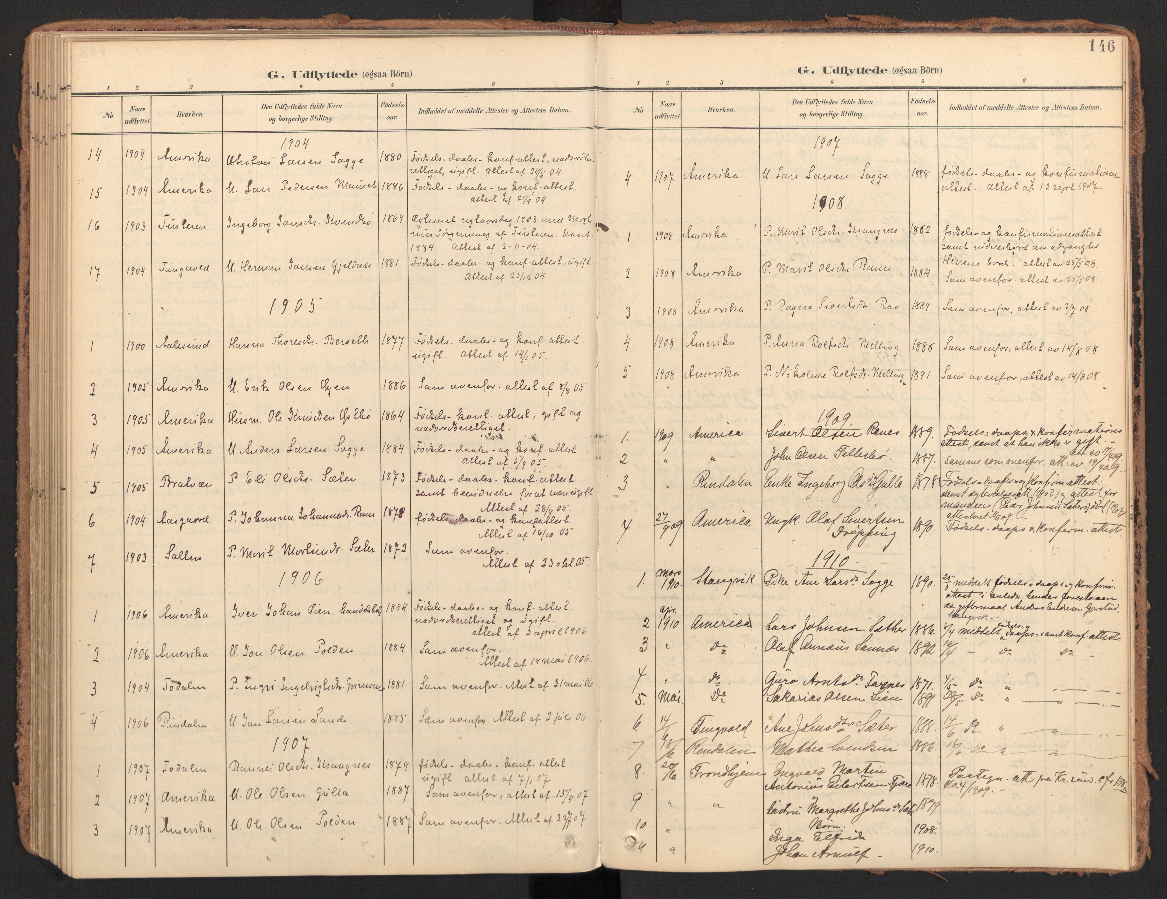 Ministerialprotokoller, klokkerbøker og fødselsregistre - Møre og Romsdal, AV/SAT-A-1454/596/L1057: Parish register (official) no. 596A02, 1900-1917, p. 146