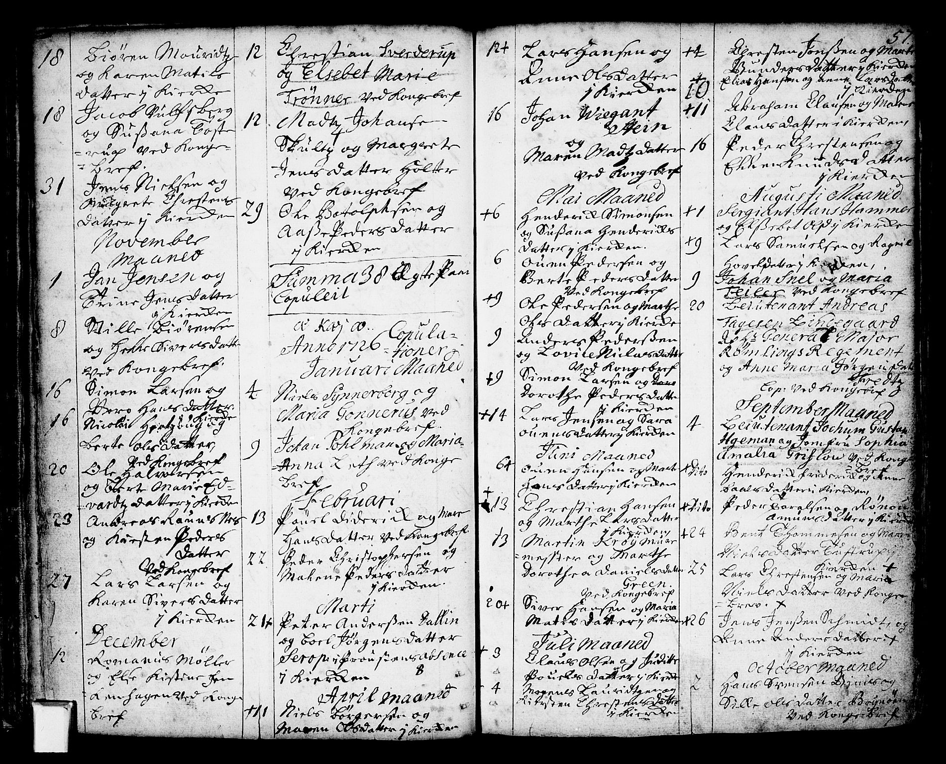 Oslo domkirke Kirkebøker, AV/SAO-A-10752/F/Fa/L0002: Parish register (official) no. 2, 1705-1730, p. 57