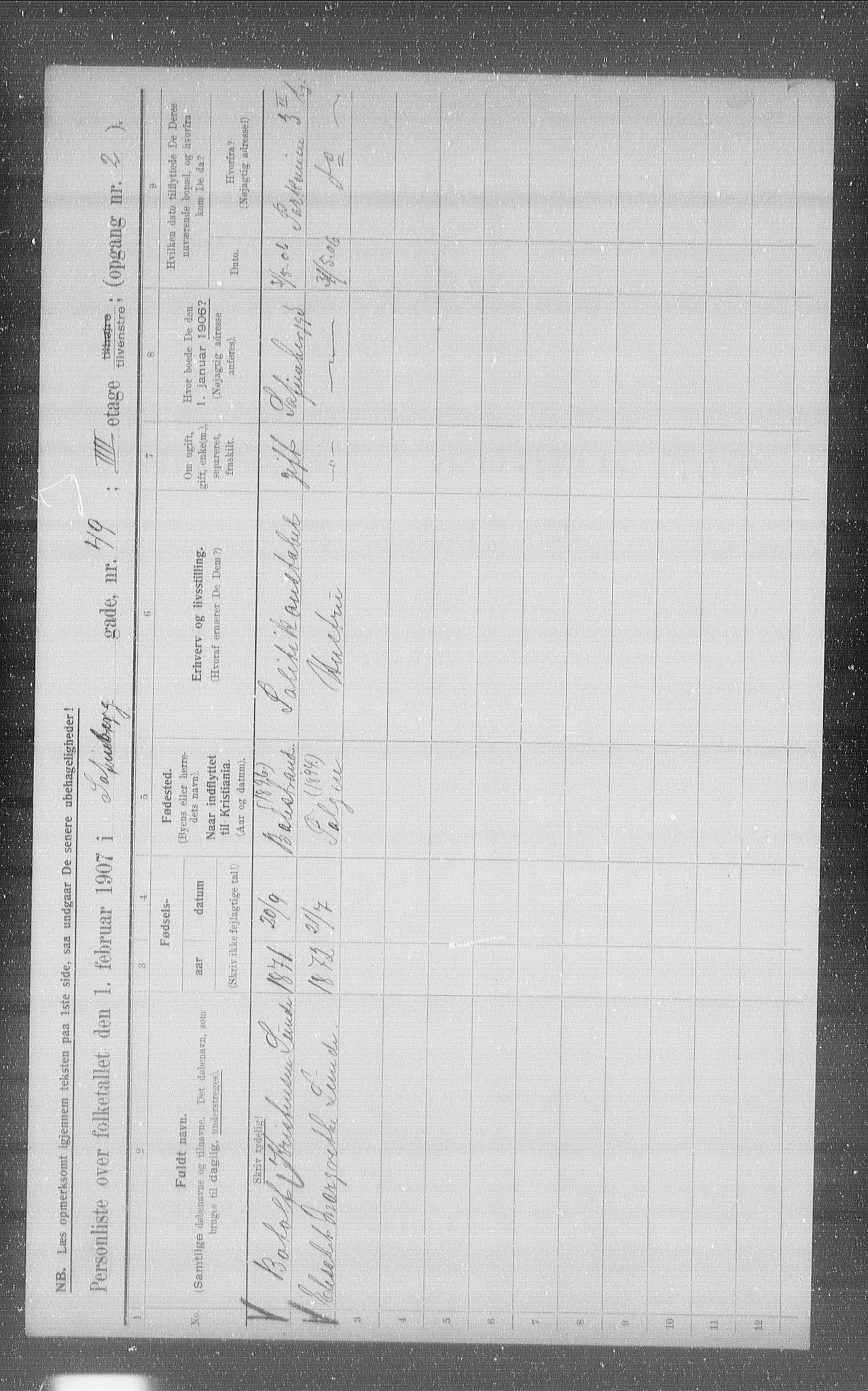 OBA, Municipal Census 1907 for Kristiania, 1907, p. 50358