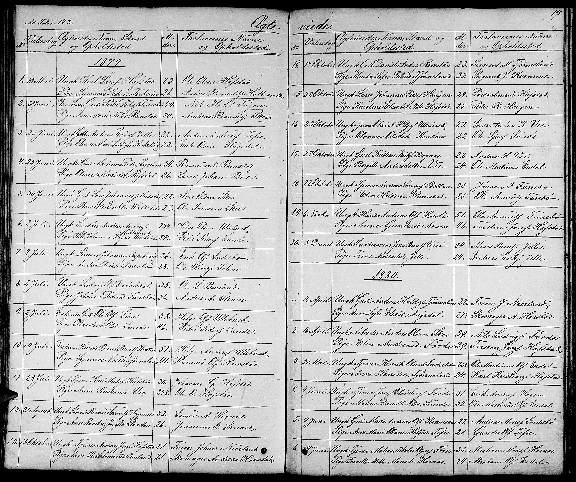 Førde sokneprestembete, SAB/A-79901/H/Hab/Haba/L0001: Parish register (copy) no. A 1, 1853-1880, p. 172