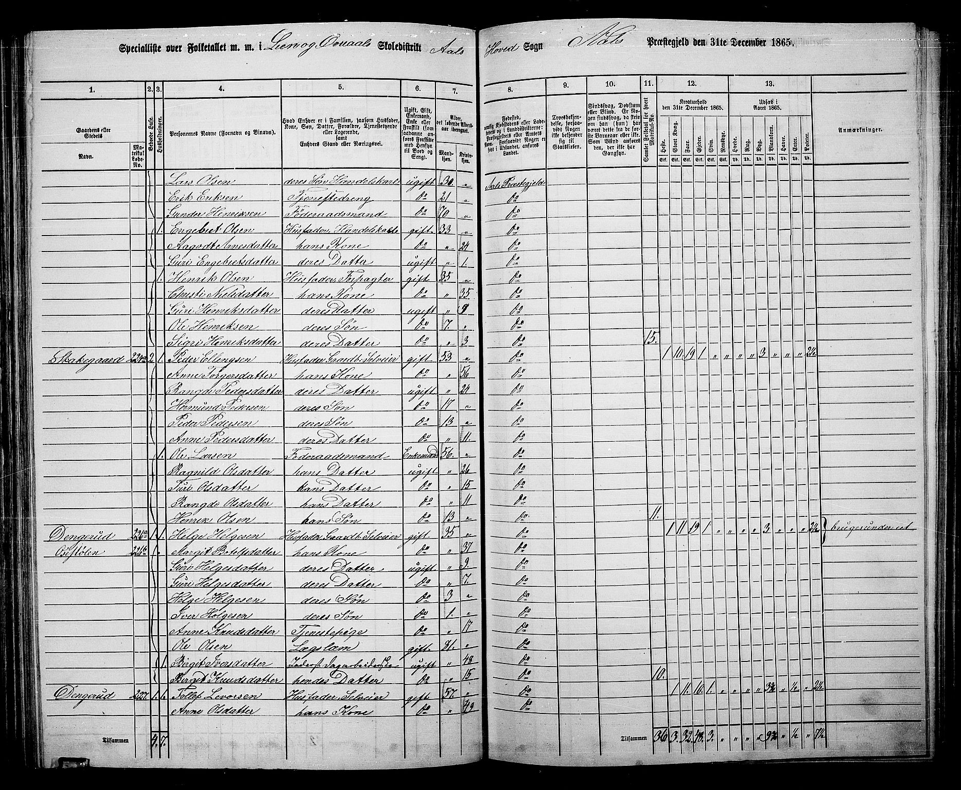 RA, 1865 census for Ål, 1865, p. 129