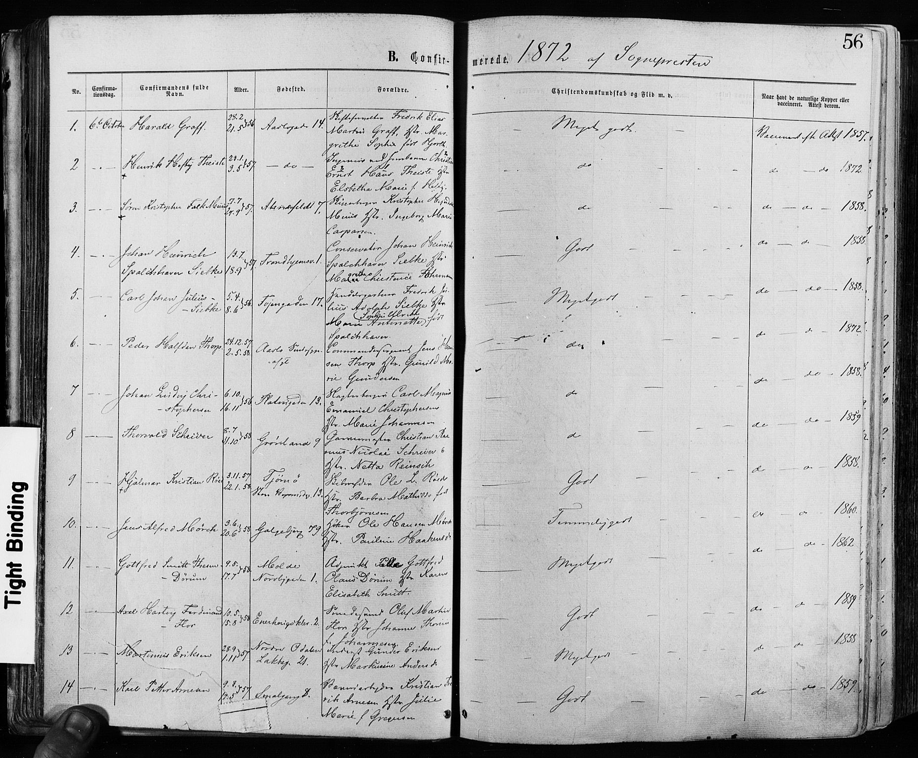 Grønland prestekontor Kirkebøker, AV/SAO-A-10848/F/Fa/L0005: Parish register (official) no. 5, 1869-1880, p. 56