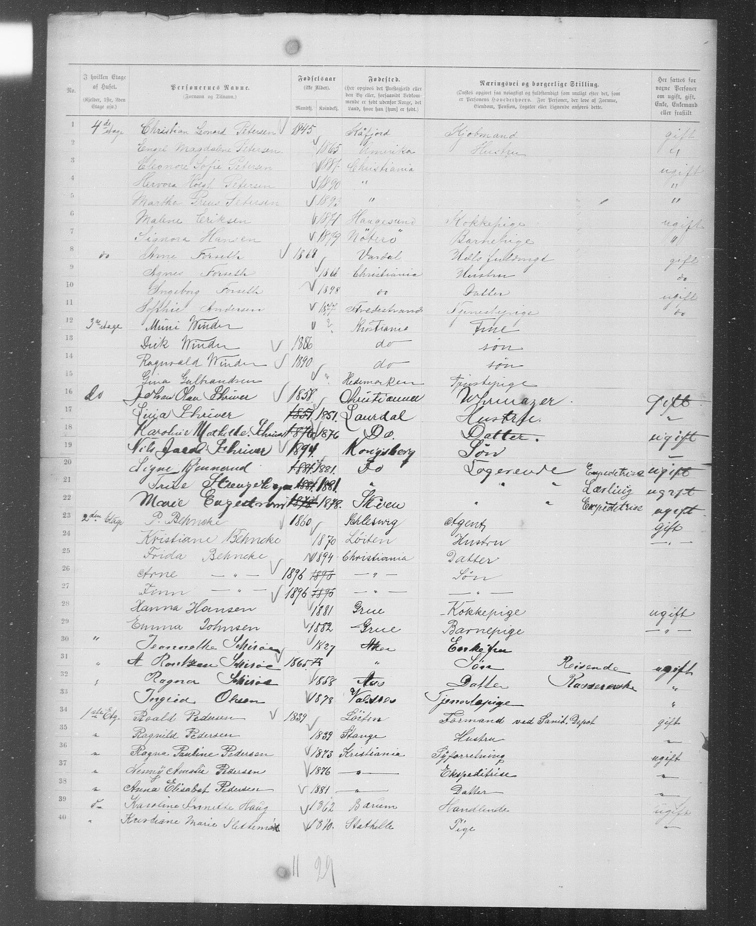 OBA, Municipal Census 1899 for Kristiania, 1899, p. 5833