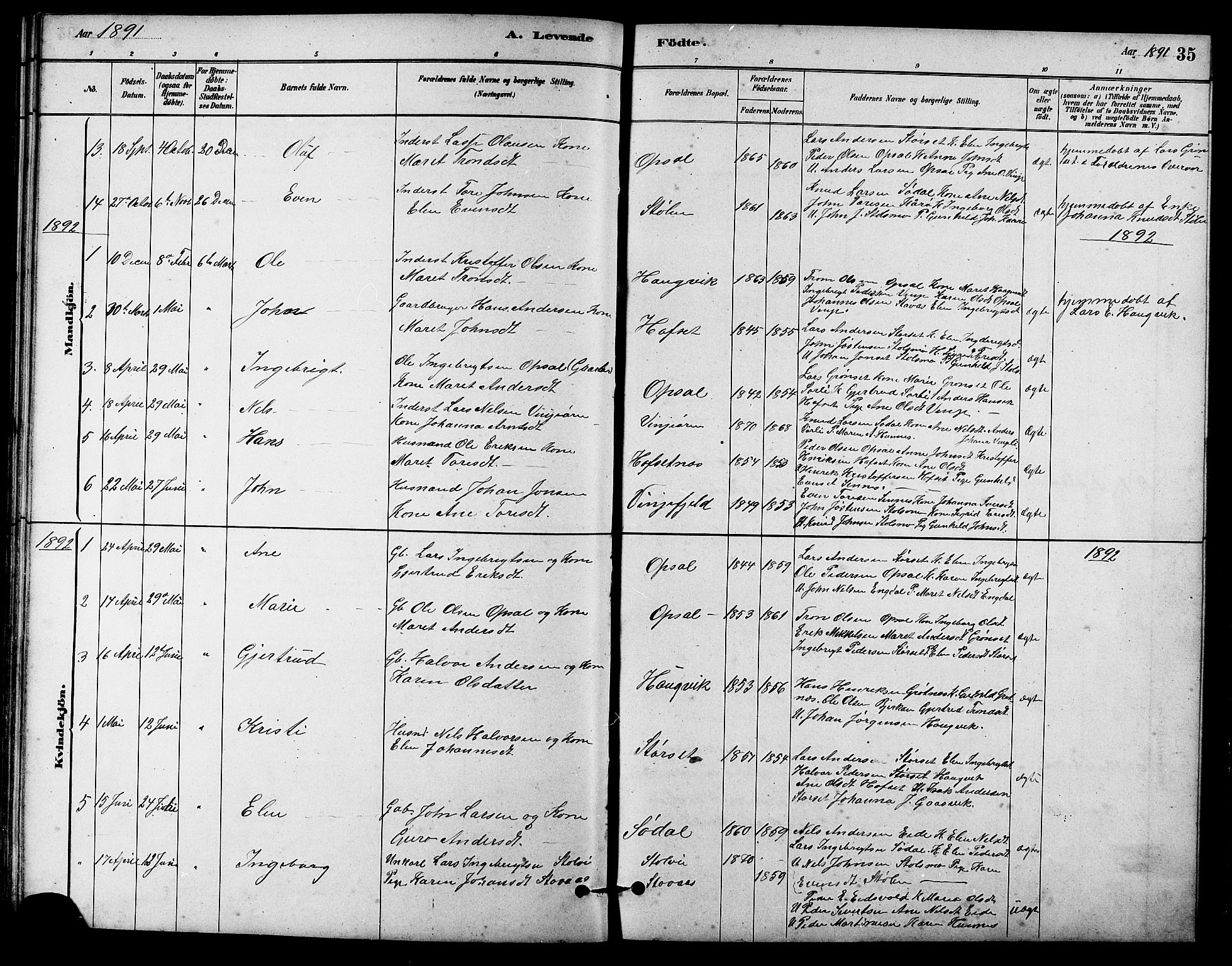 Ministerialprotokoller, klokkerbøker og fødselsregistre - Sør-Trøndelag, AV/SAT-A-1456/631/L0514: Parish register (copy) no. 631C02, 1879-1912, p. 35