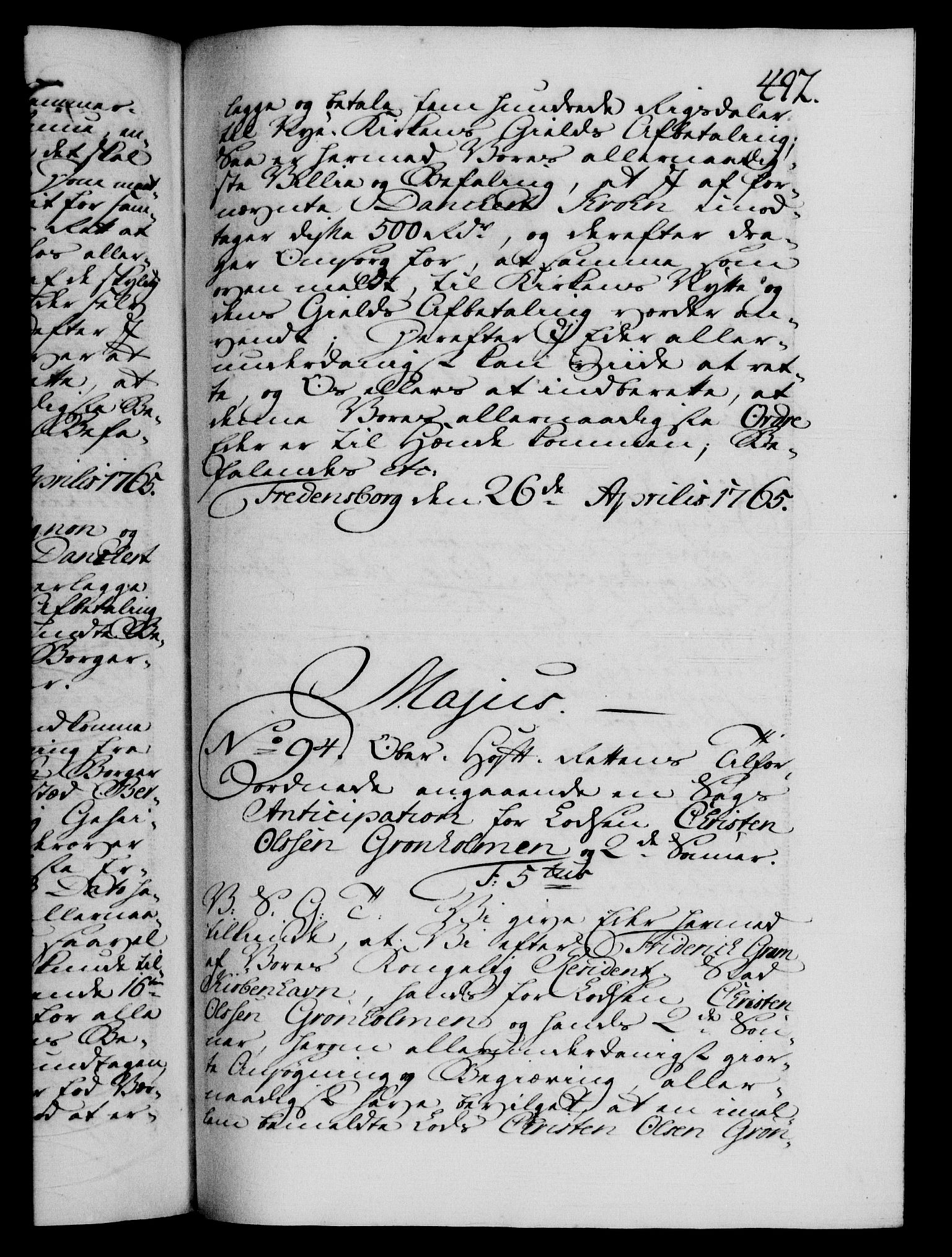 Danske Kanselli 1572-1799, RA/EA-3023/F/Fc/Fca/Fcab/L0037: Norske tegnelser, 1762-1766, p. 492a