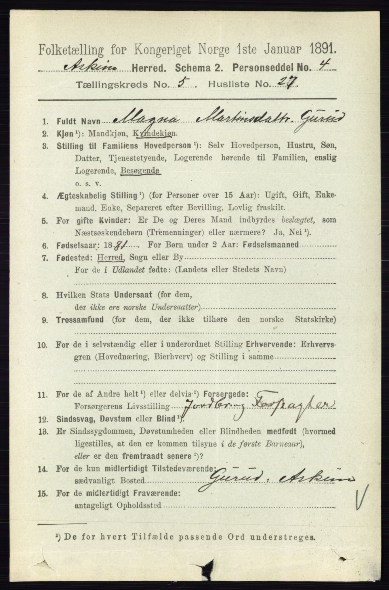 RA, 1891 census for 0124 Askim, 1891, p. 744