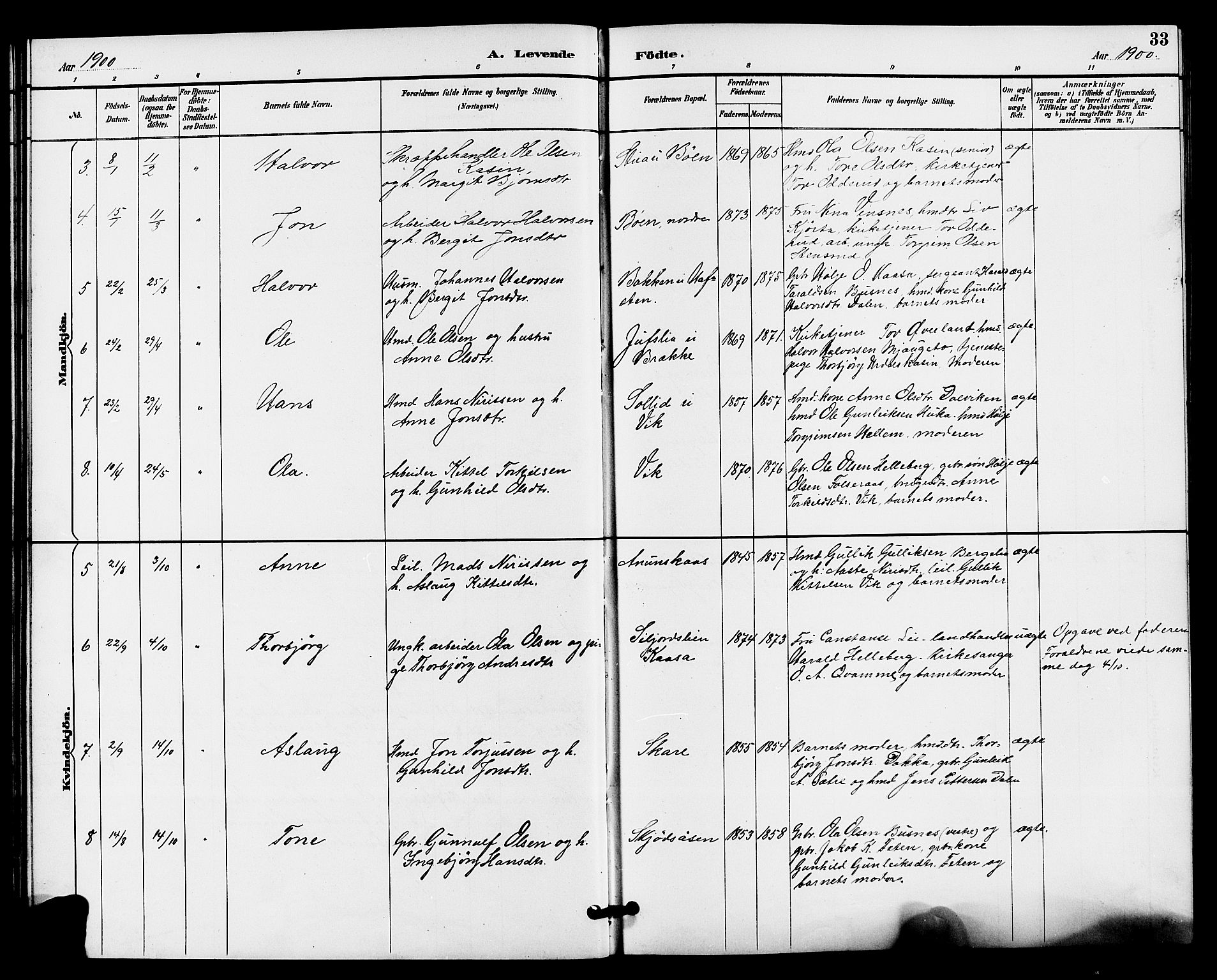 Gransherad kirkebøker, SAKO/A-267/G/Ga/L0003: Parish register (copy) no. I 3, 1887-1915, p. 33
