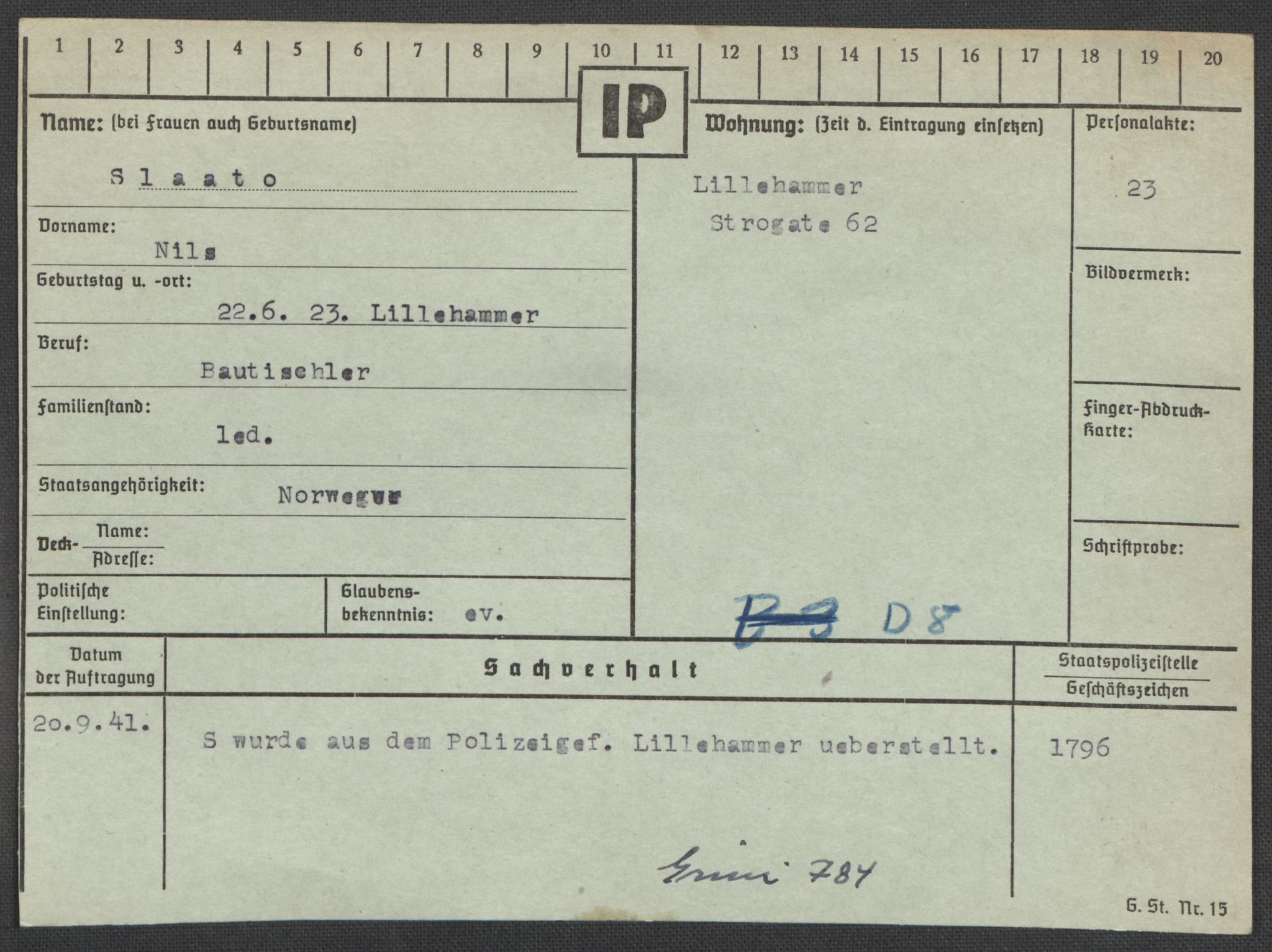 Befehlshaber der Sicherheitspolizei und des SD, AV/RA-RAFA-5969/E/Ea/Eaa/L0009: Register over norske fanger i Møllergata 19: Ru-Sy, 1940-1945, p. 912