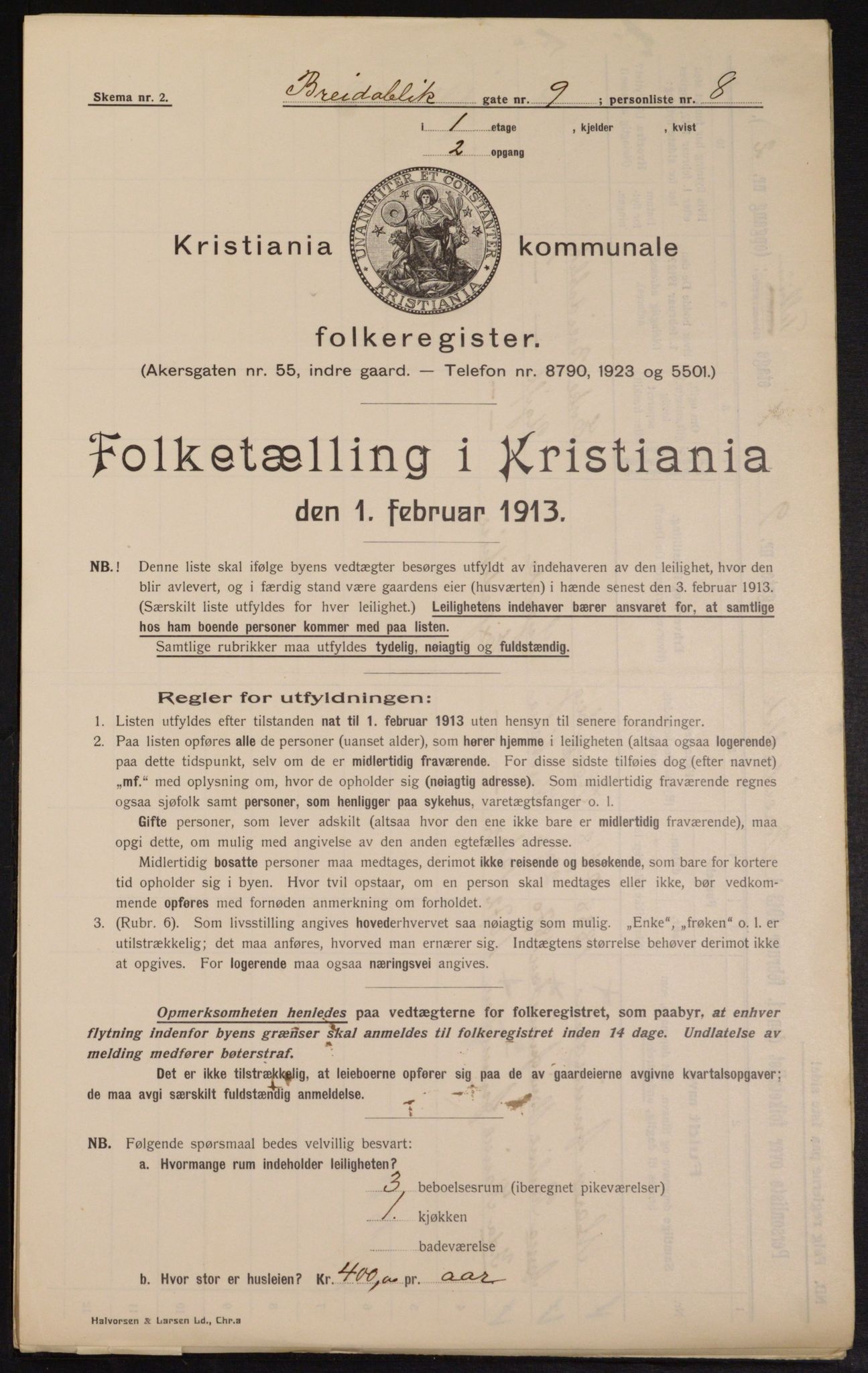 OBA, Municipal Census 1913 for Kristiania, 1913, p. 8005