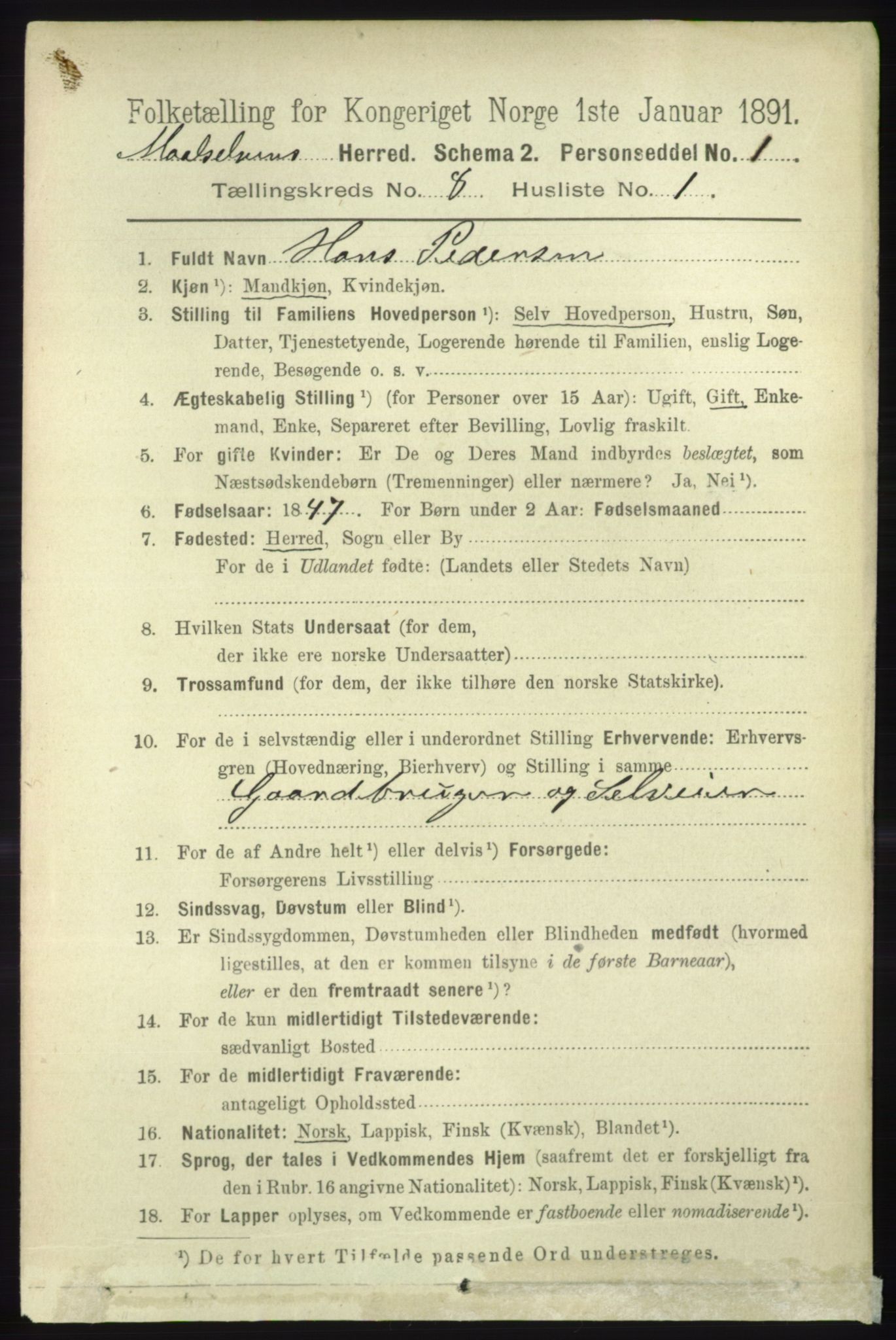 RA, 1891 census for 1924 Målselv, 1891, p. 2528