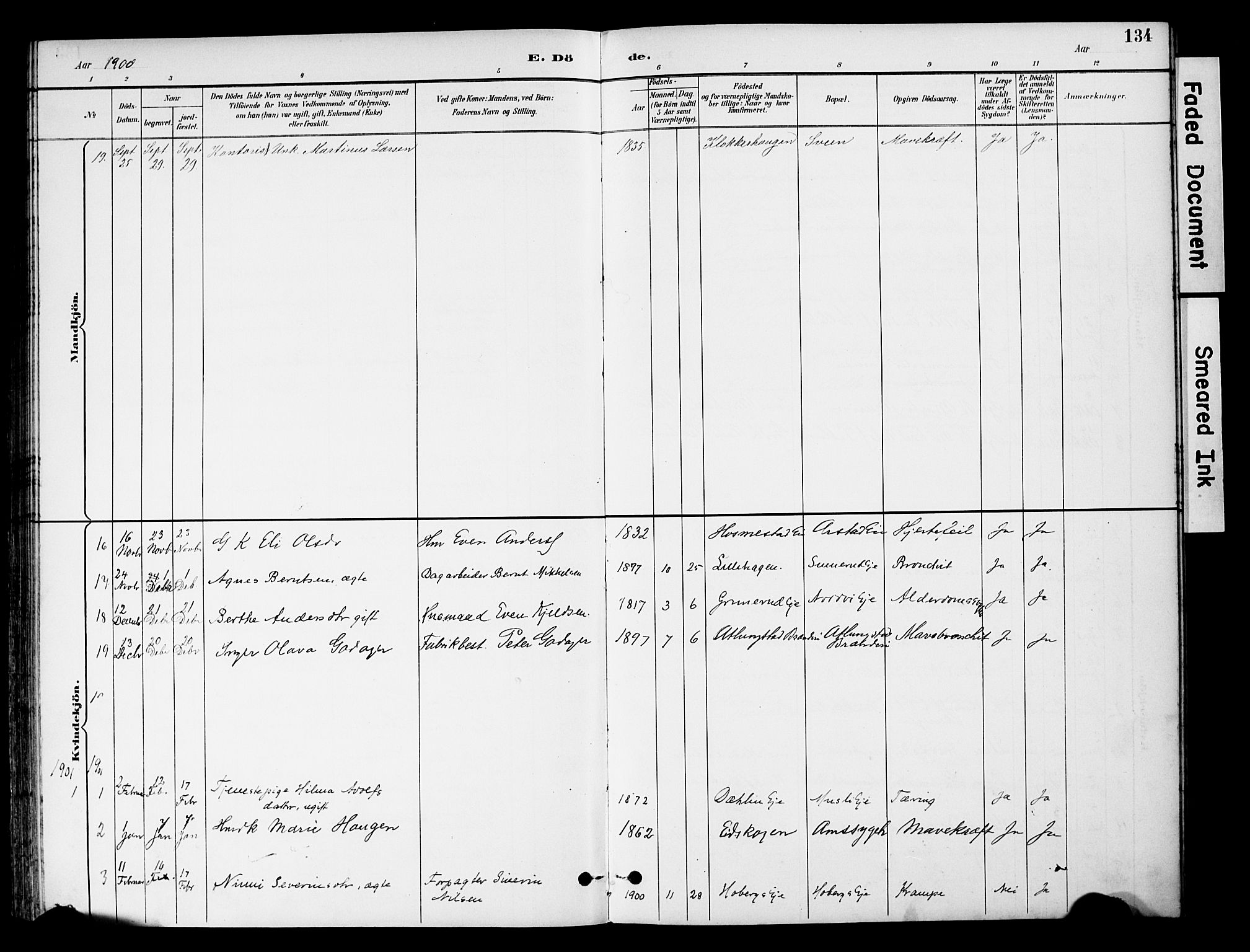 Stange prestekontor, SAH/PREST-002/K/L0021: Parish register (official) no. 21, 1891-1902, p. 134