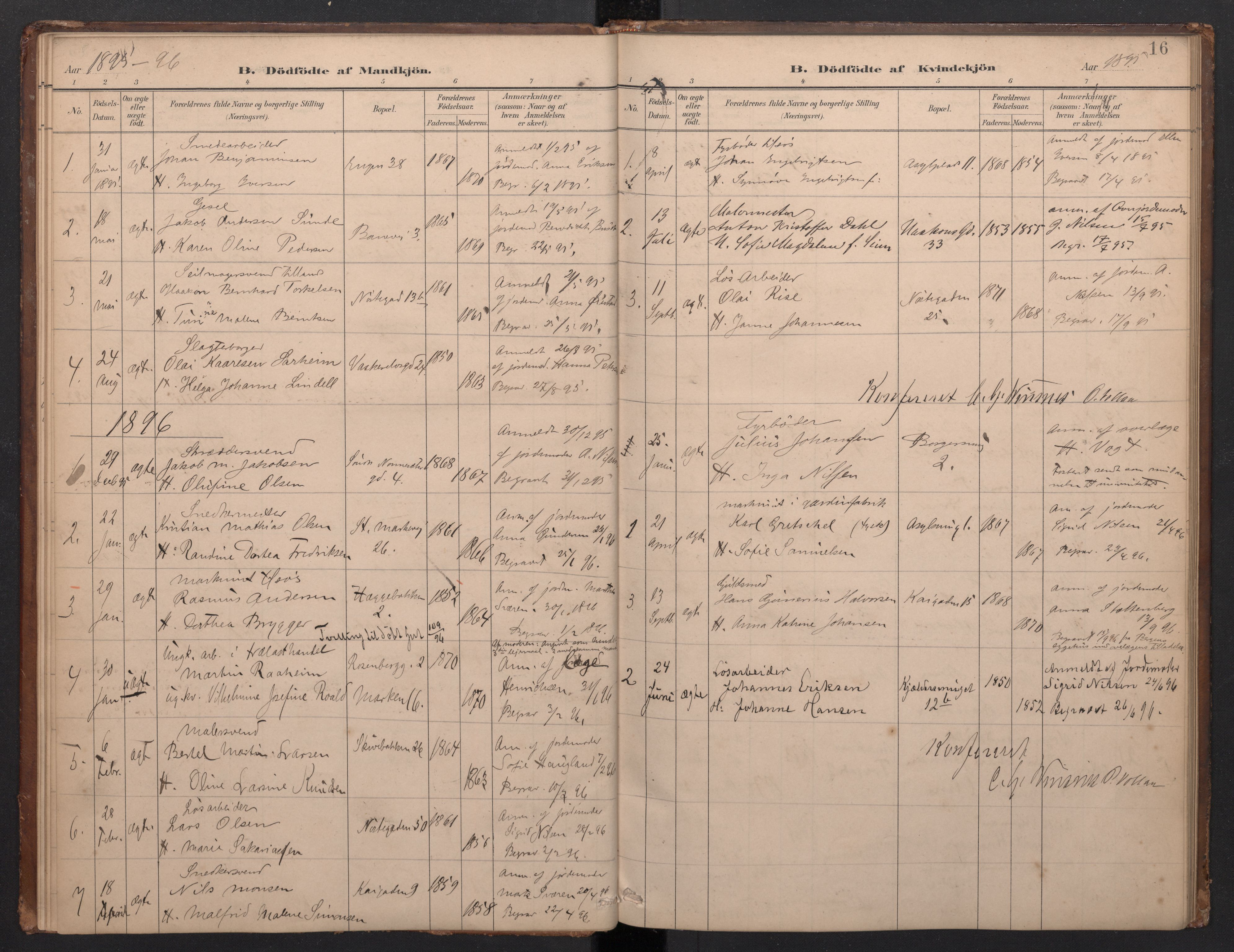 Domkirken sokneprestembete, SAB/A-74801/H/Haa/L0049: Parish register (official) no. G 1, 1882-1922, p. 15b-16a