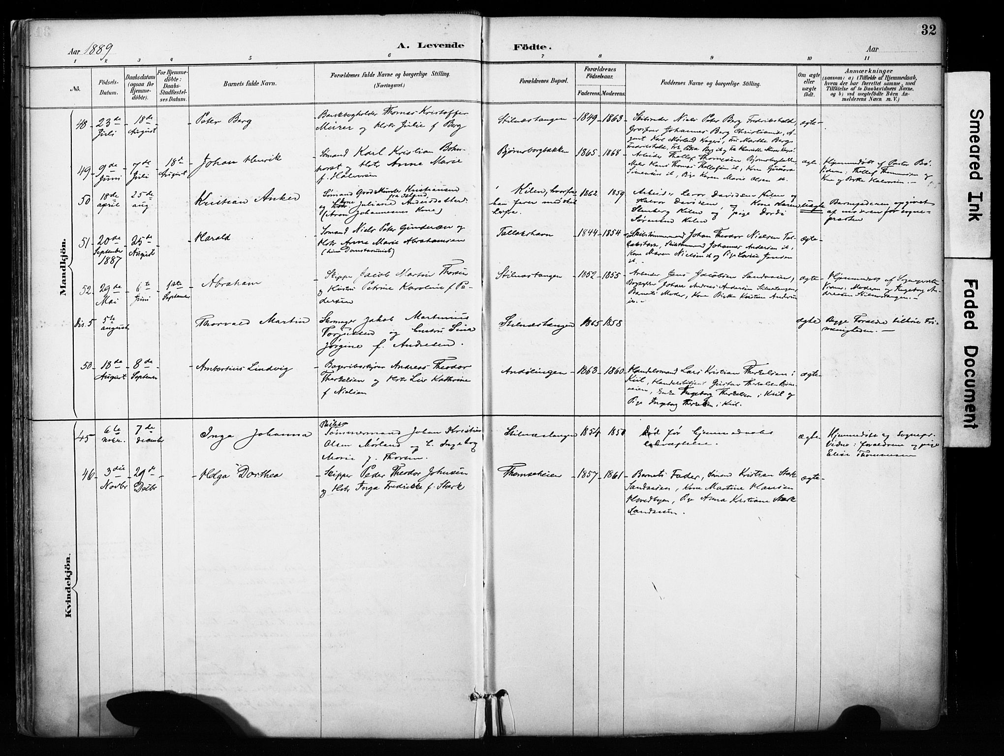 Kragerø kirkebøker, AV/SAKO-A-278/F/Fa/L0013: Parish register (official) no. 13, 1887-1915, p. 32