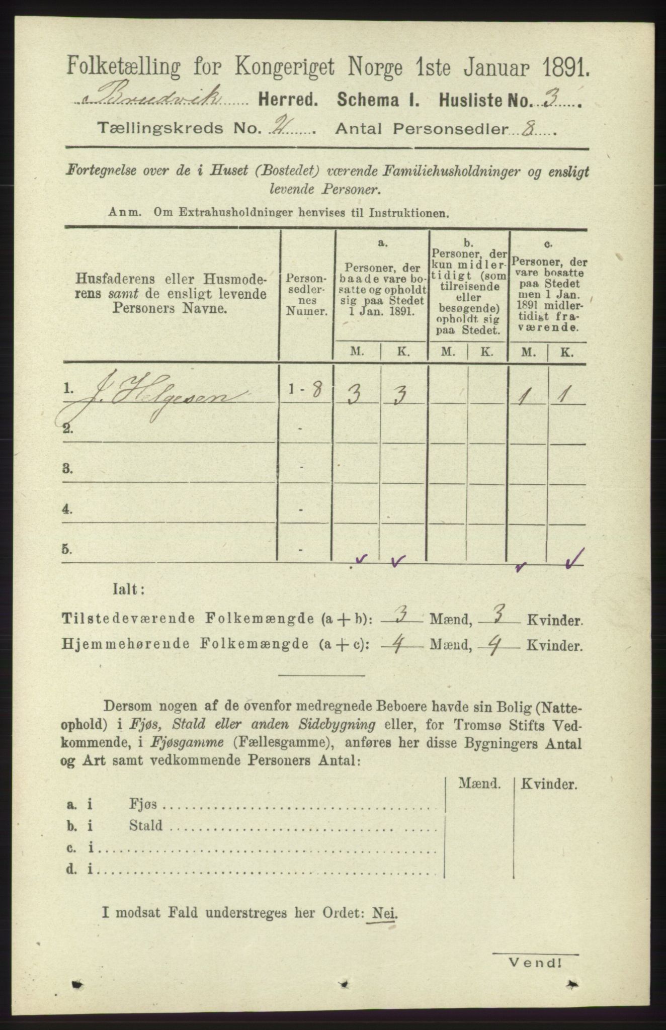 RA, 1891 census for 1251 Bruvik, 1891, p. 382