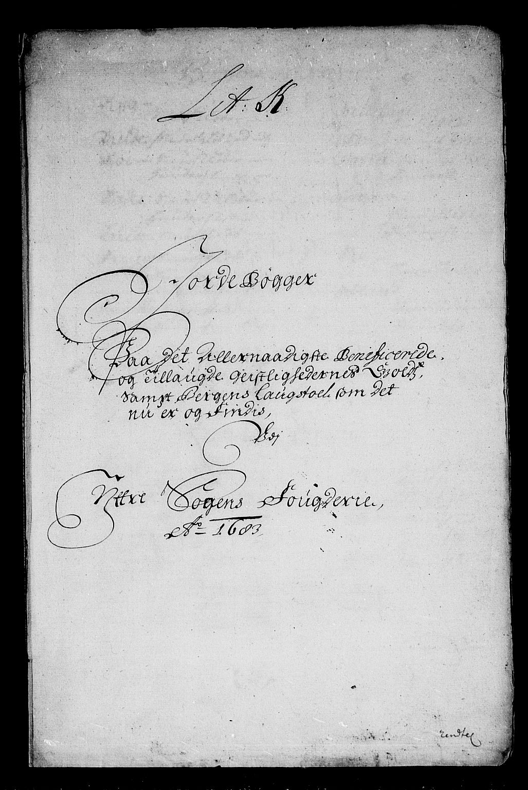 Rentekammeret inntil 1814, Reviderte regnskaper, Stiftamtstueregnskaper, Bergen stiftamt, AV/RA-EA-6043/R/Rc/L0069: Bergen stiftamt, 1683