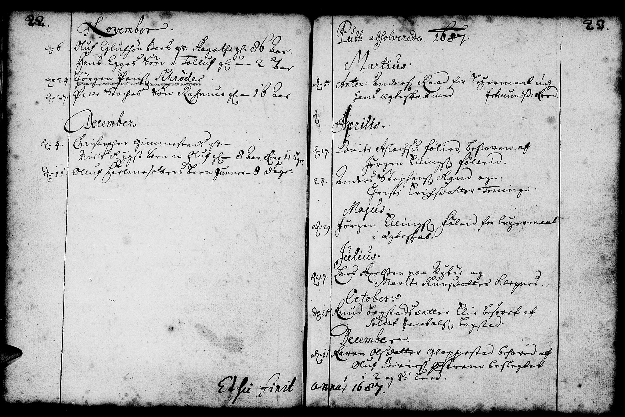 Gloppen sokneprestembete, SAB/A-80101/H/Haa/Haaa/L0001: Parish register (official) no. A 1, 1686-1711, p. 22-23