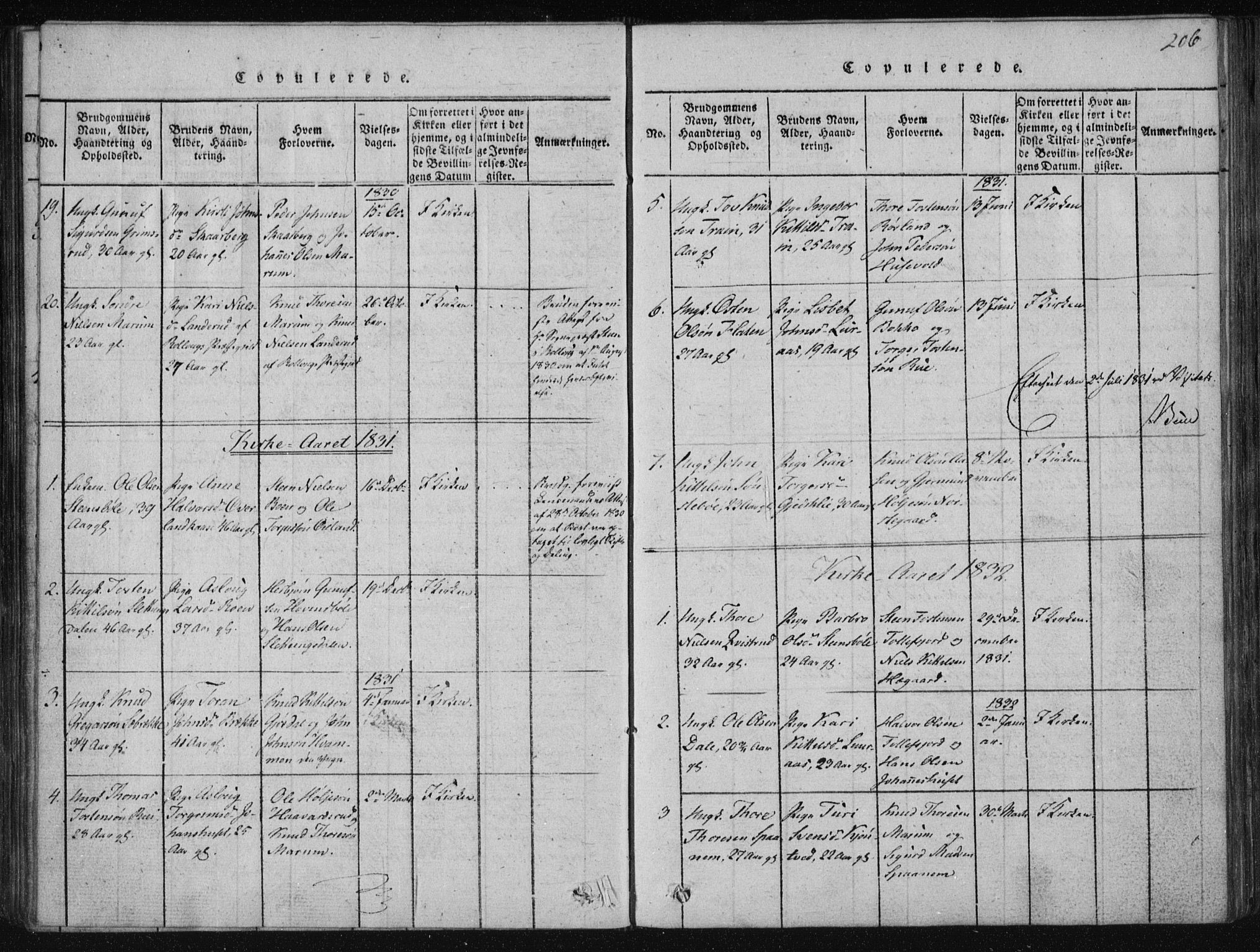 Tinn kirkebøker, SAKO/A-308/F/Fa/L0004: Parish register (official) no. I 4, 1815-1843, p. 205b-206a