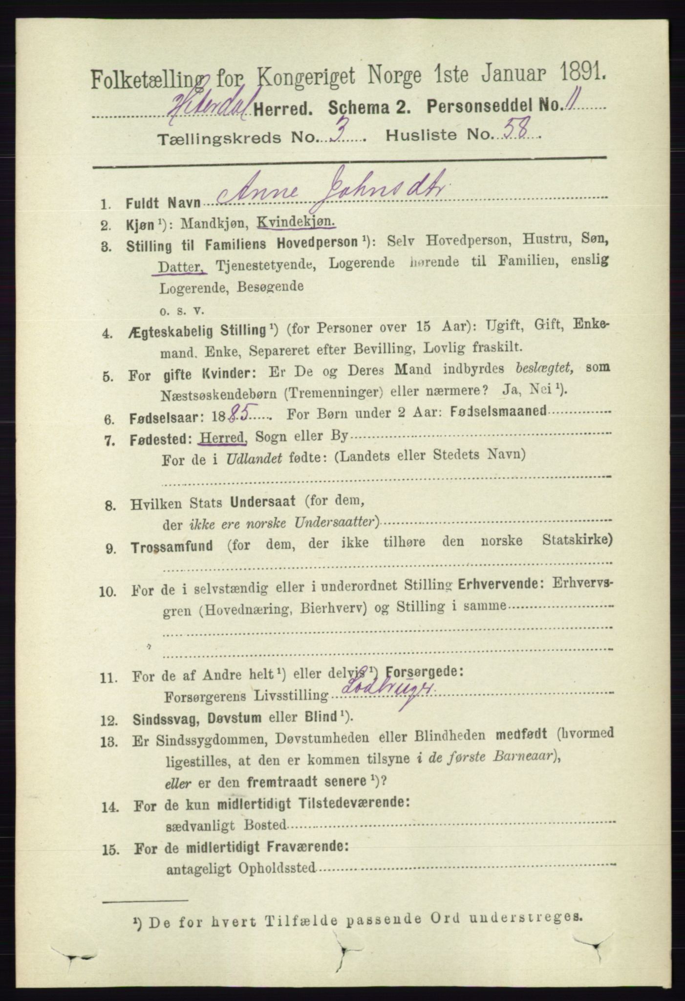 RA, 1891 census for 0823 Heddal, 1891, p. 1339