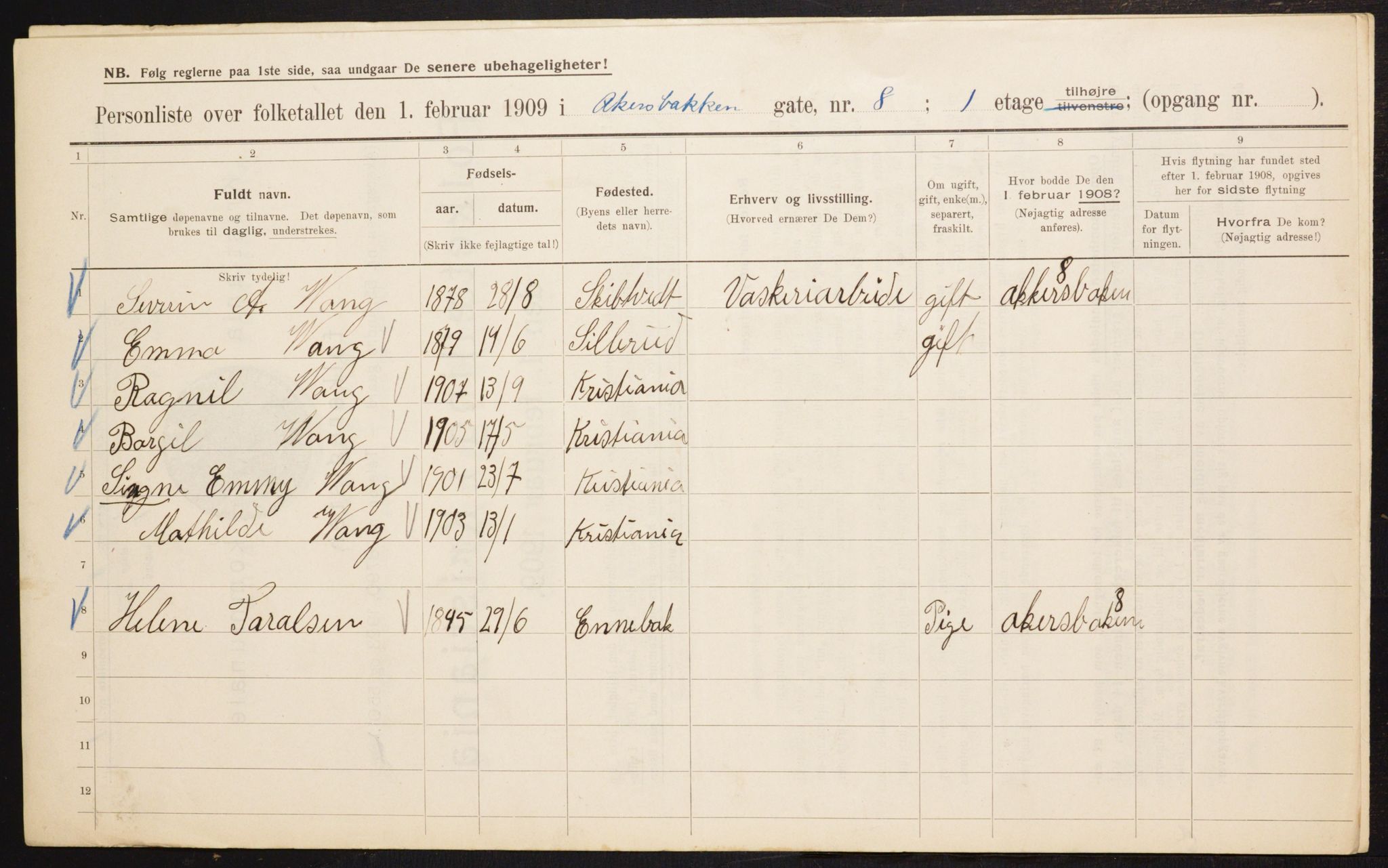 OBA, Municipal Census 1909 for Kristiania, 1909, p. 35